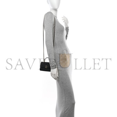 CHANEL MASTER CAVIAR QUILTED CHAIN TOP HANDLE WITH CHAIN BLACK (18*10*4cm) 