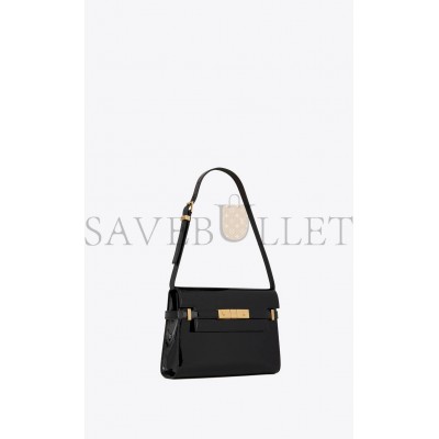 YSL MANHATTAN SMALL SHOULDER BAG IN PATENT LEATHER 675626B870J1000 (24*17.5*6cm)