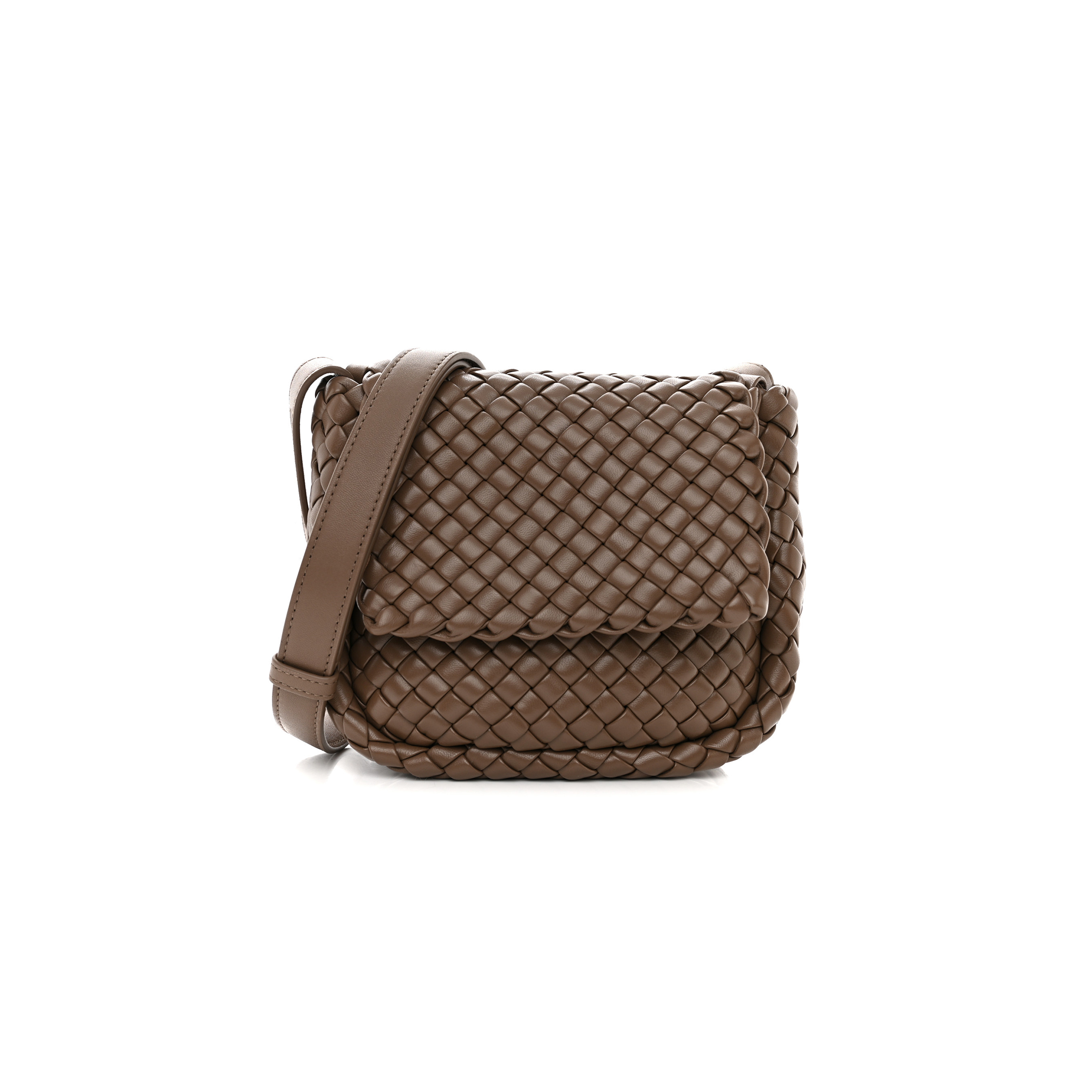 BOTTEGA VENETA NAPPA INTRECCIO MINI COBBLE SHOULDER BAG TAUPE GREY (19*18*8cm) BOTTEGA VENETA NAPPA INTRECCIO MINI COBBLE SHOULDER BAG TAUPE GREY (19*18*8cm)