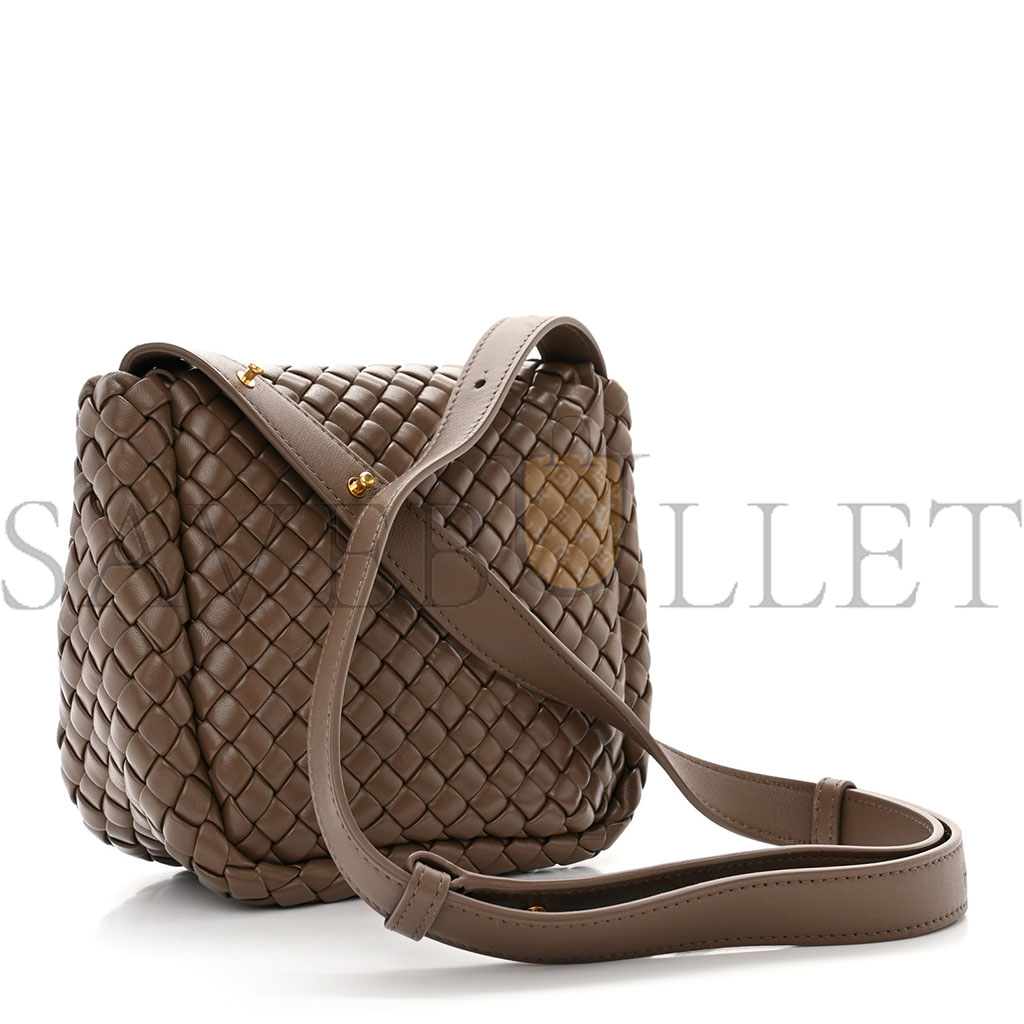 BOTTEGA VENETA NAPPA INTRECCIO MINI COBBLE SHOULDER BAG TAUPE GREY (19*18*8cm) BOTTEGA VENETA NAPPA INTRECCIO MINI COBBLE SHOULDER BAG TAUPE GREY (19*18*8cm)