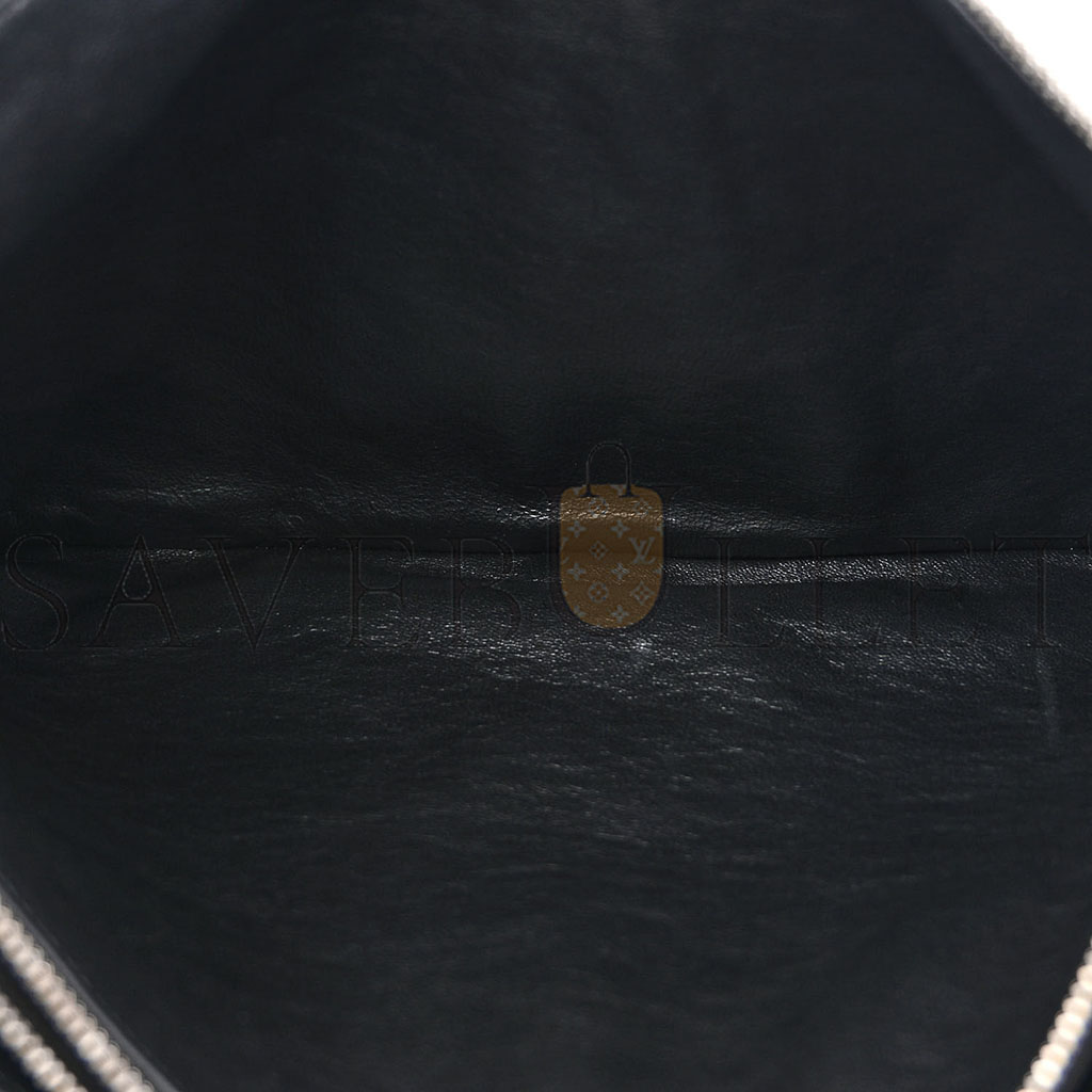 BOTTEGA VENETA INTRECCIATO EMBOSSED TRIPLE ZIP MESSENGER BAG BLACK (38*25*5cm) BOTTEGA VENETA INTRECCIATO EMBOSSED TRIPLE ZIP MESSENGER BAG BLACK (38*25*5cm)