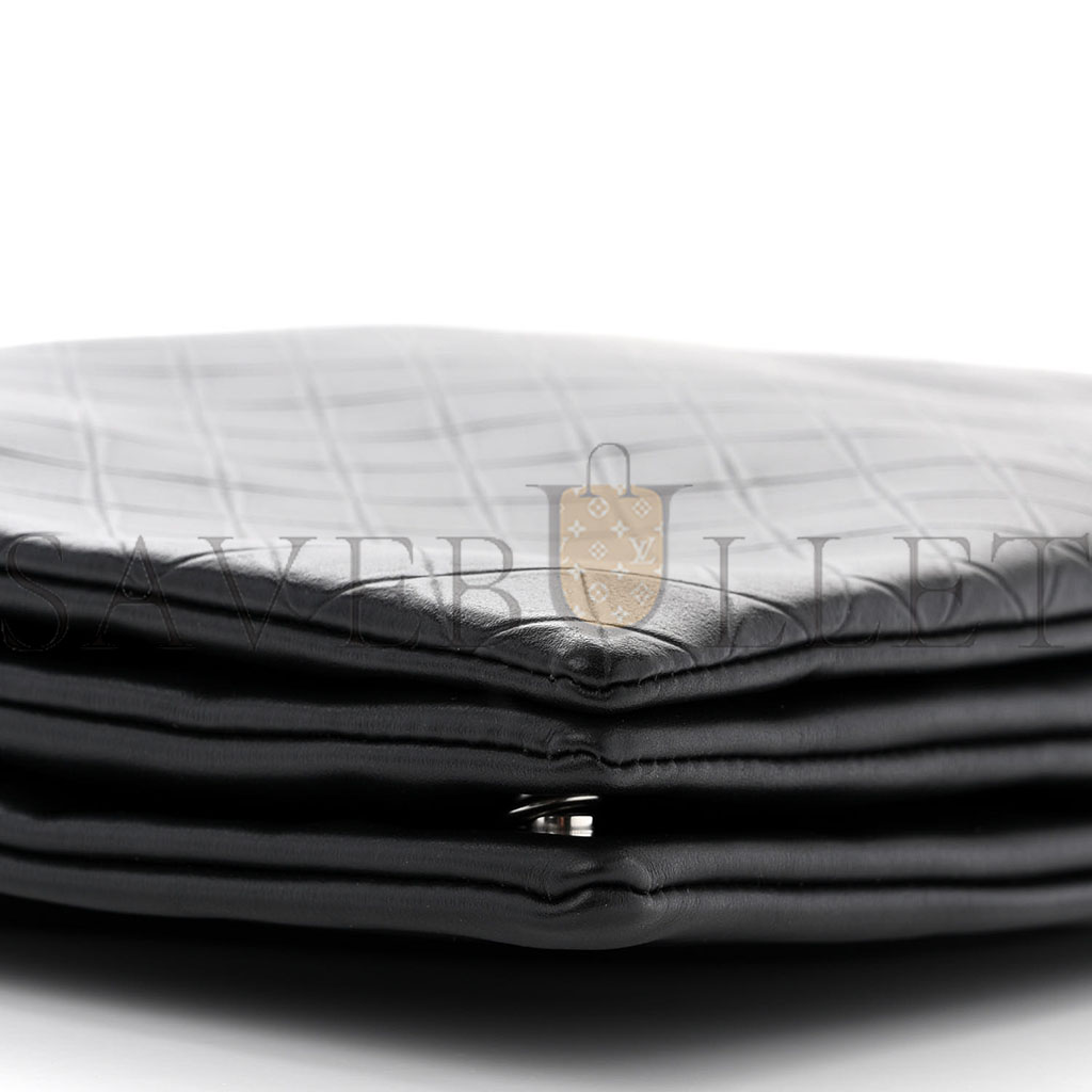 BOTTEGA VENETA INTRECCIATO EMBOSSED TRIPLE ZIP MESSENGER BAG BLACK (38*25*5cm) BOTTEGA VENETA INTRECCIATO EMBOSSED TRIPLE ZIP MESSENGER BAG BLACK (38*25*5cm)