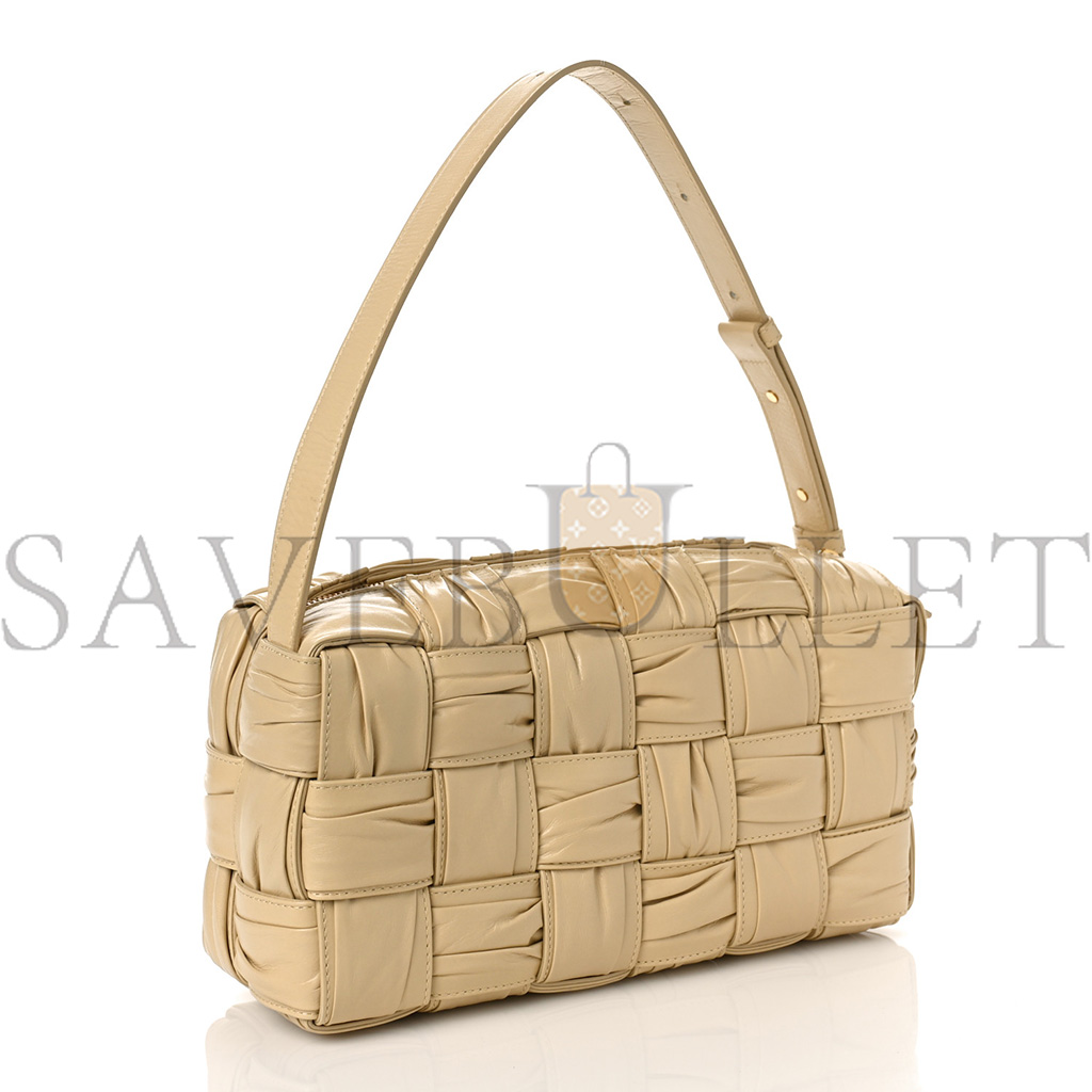 BOTTEGA VENETA CALFSKIN INTRECCIO PLISSE CAMERA BAG PORRIDGE (24*16*8cm)