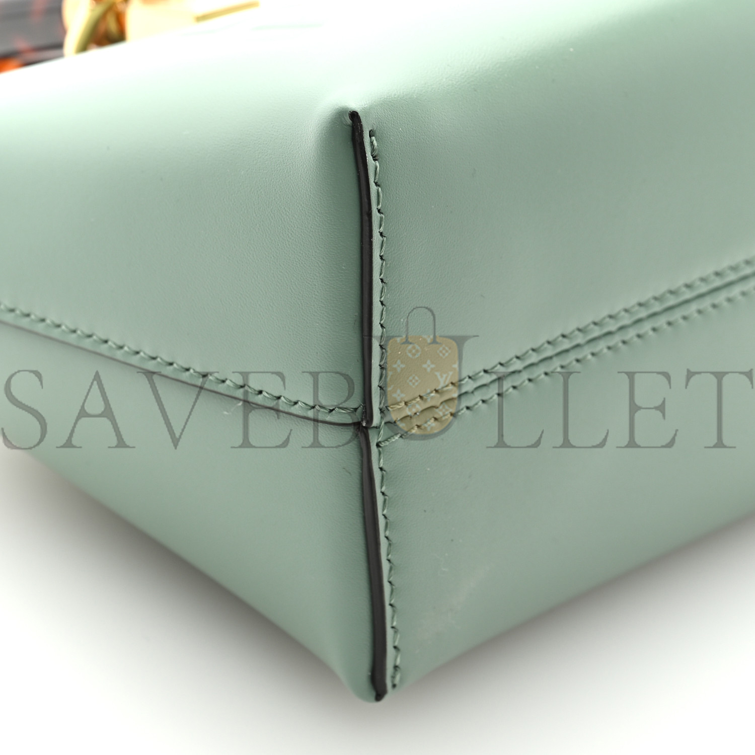 FENDI VITELLO KING PLEXIGLASS LOGO EMBOSSED MINI BY THE WAY TOP HANDLE BOSTON BAG MENTA (18*11*9cm)