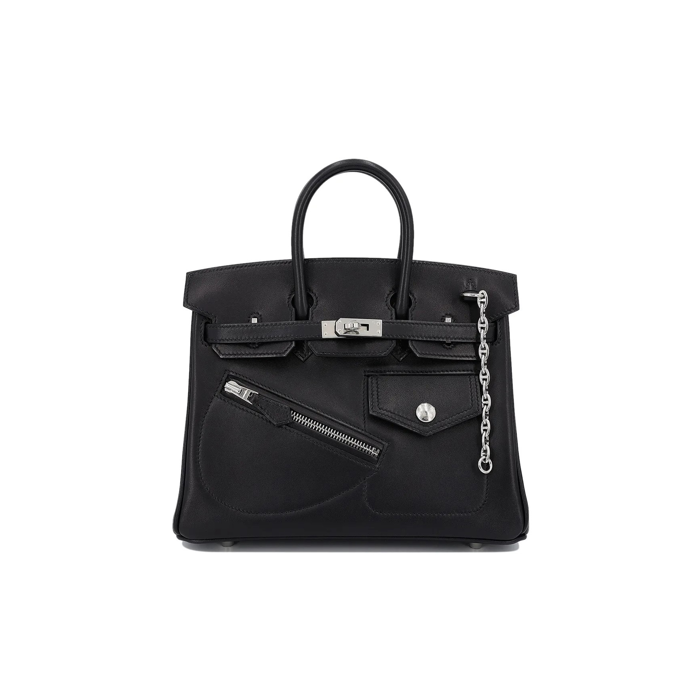 HERMES MASTER BIRKIN 25 ROCK BLACK SILVER HARDWARE 10074565 (25*20*13cm)