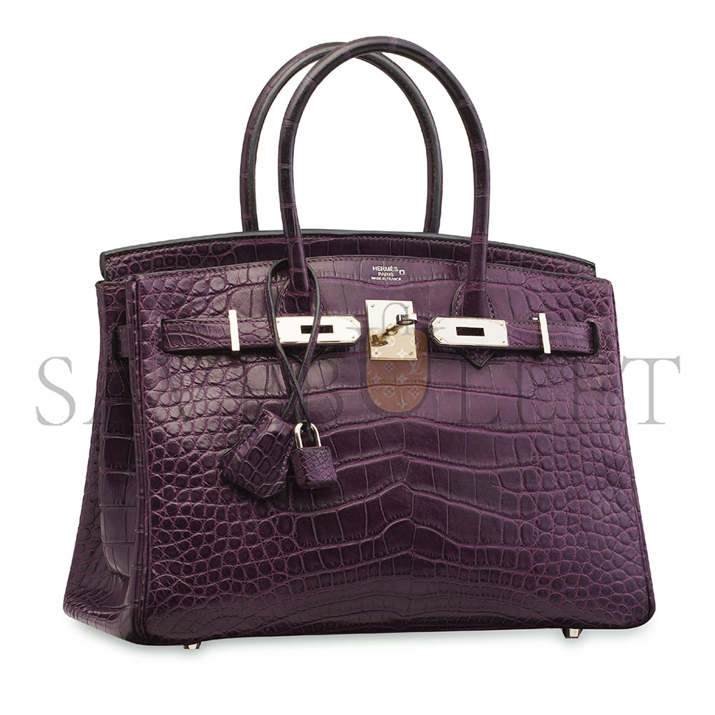 HERMES MASTER BIRKIN 25 CROCODILE CRYSTAL PURPLE HANDBAG 10040416 (25*20*13cm)