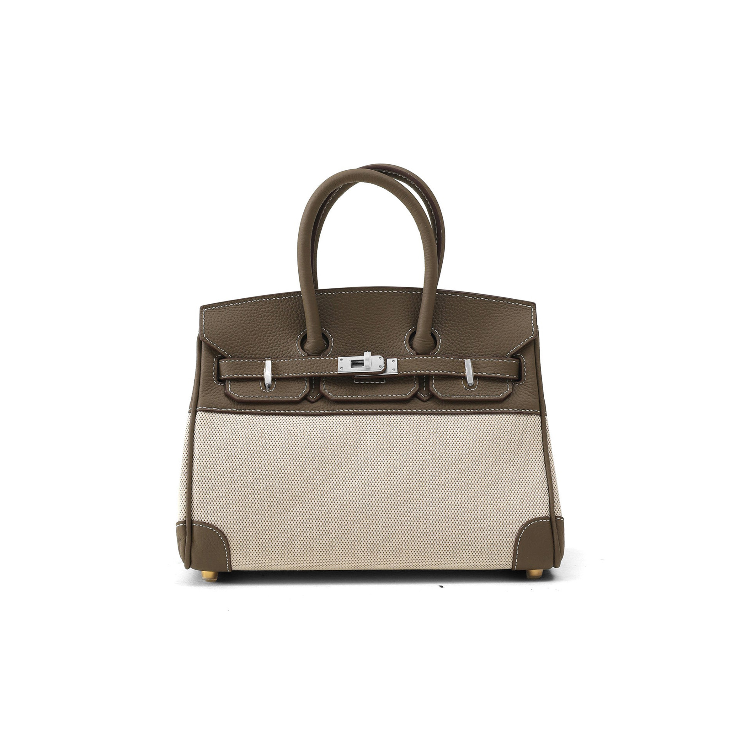 HERMES MASTER BIRKIN 35 TOILE TAUPE CLEMENCE LEATHER BAG 30013032 (35*24*18cm)