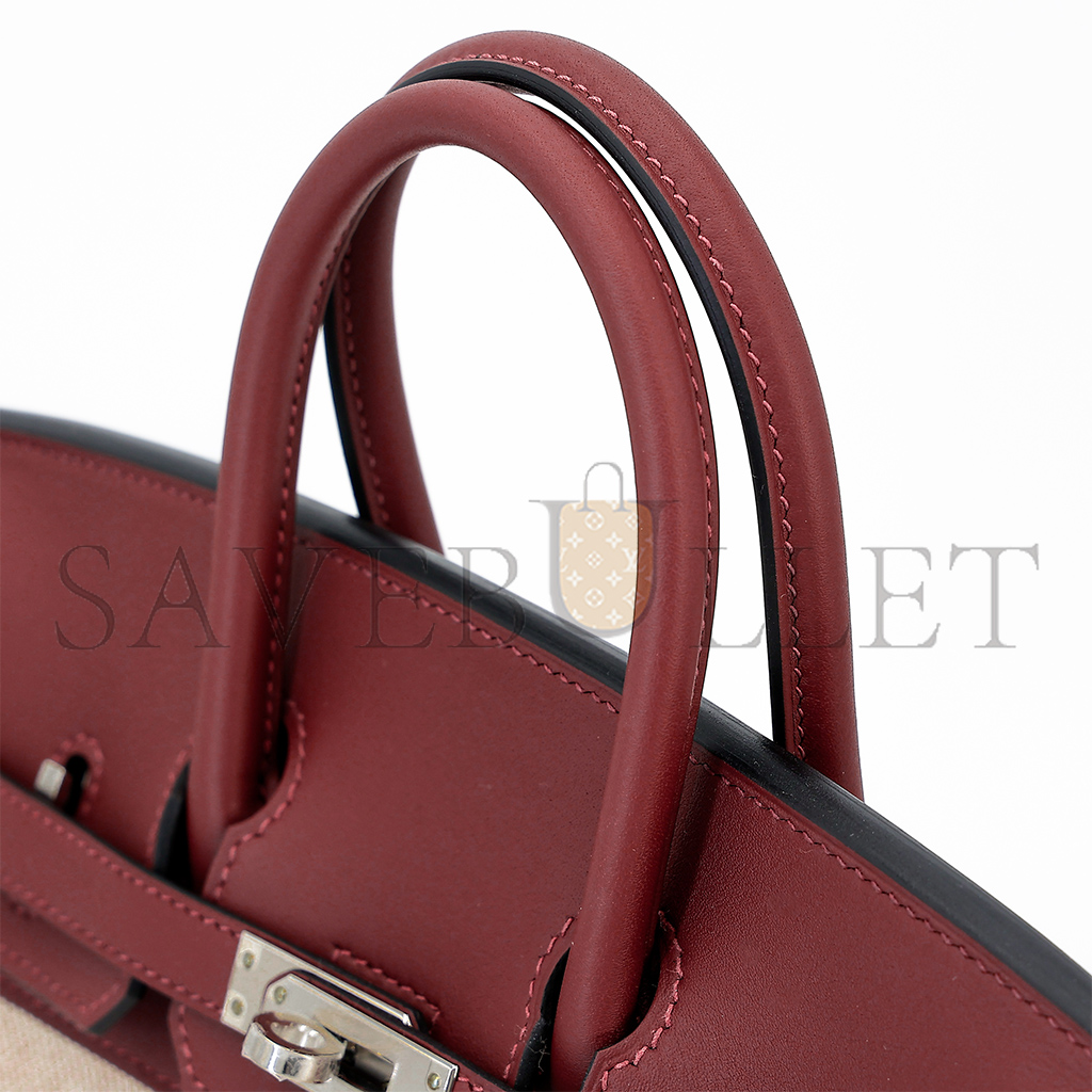 HERMES MASTER BIRKIN 25 LEATHER CANVAS SILVER BUCKLE BAG 6192171144 (25*20*13cm)