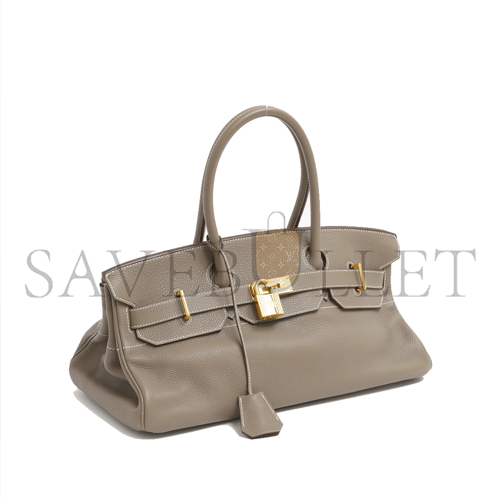 HERMES MASTER SHOULDER BIRKIN 42 ELEPHANT GREY GOLD BUCKLE BAG 26638809 (42*21*16cm)