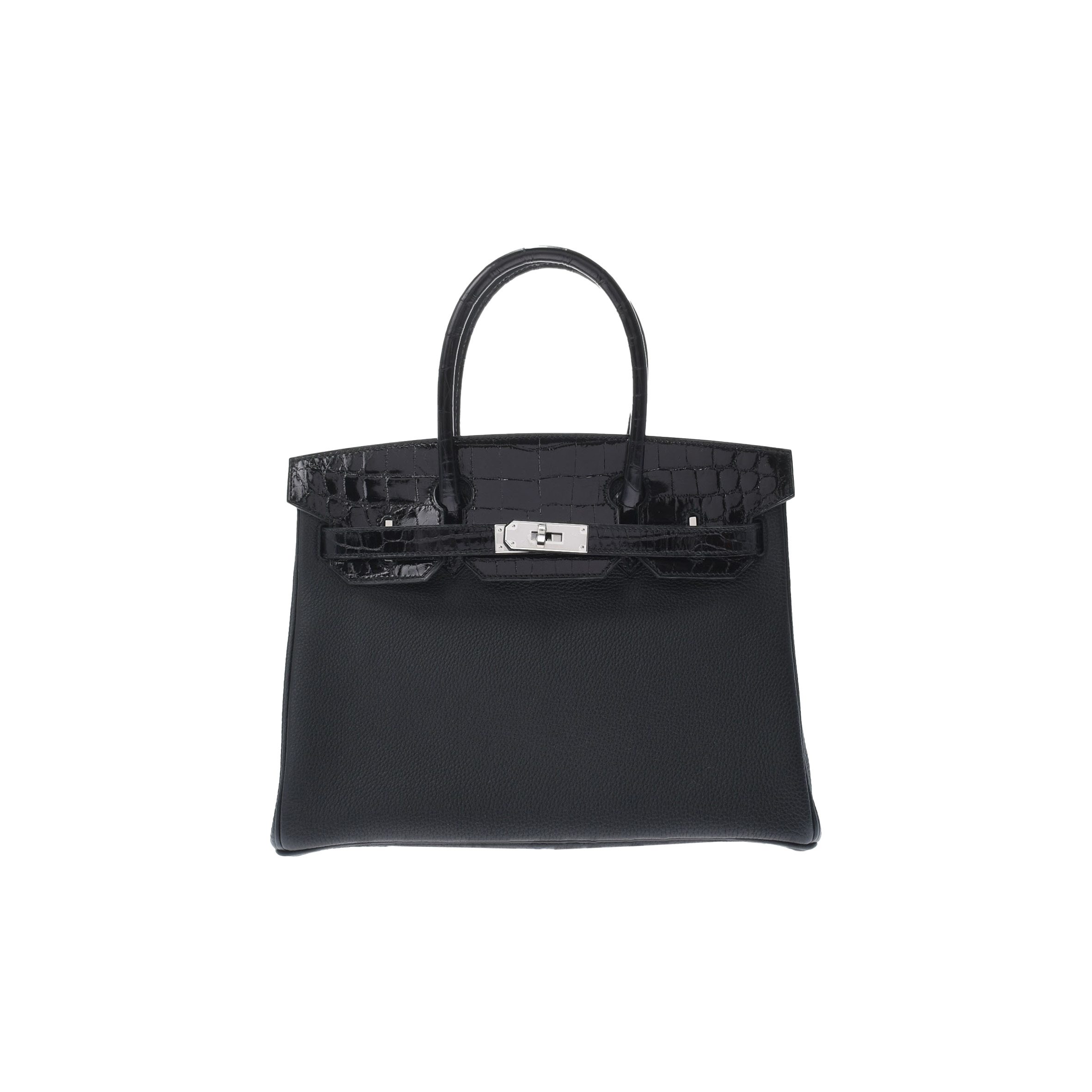 HERMES MASTER BARKIN 35 BAG IN BLACK MATTE CROCODILE AND LEATHER 461161 (35*25*18cm)