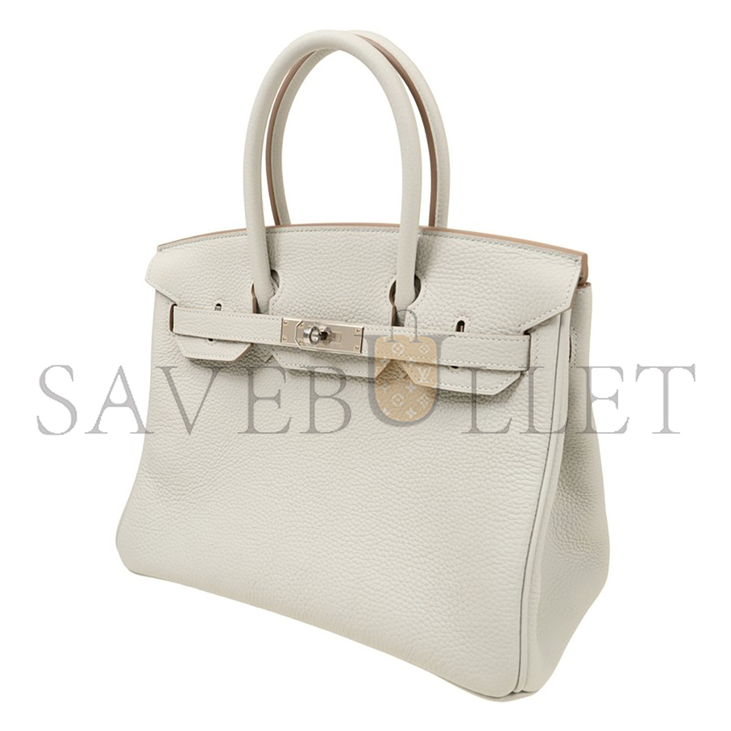 HERMES BIRKIN 30 TOGO PURE WHITE COWHIDE HANDBAG BK3080TCSS (30*23*15cm)