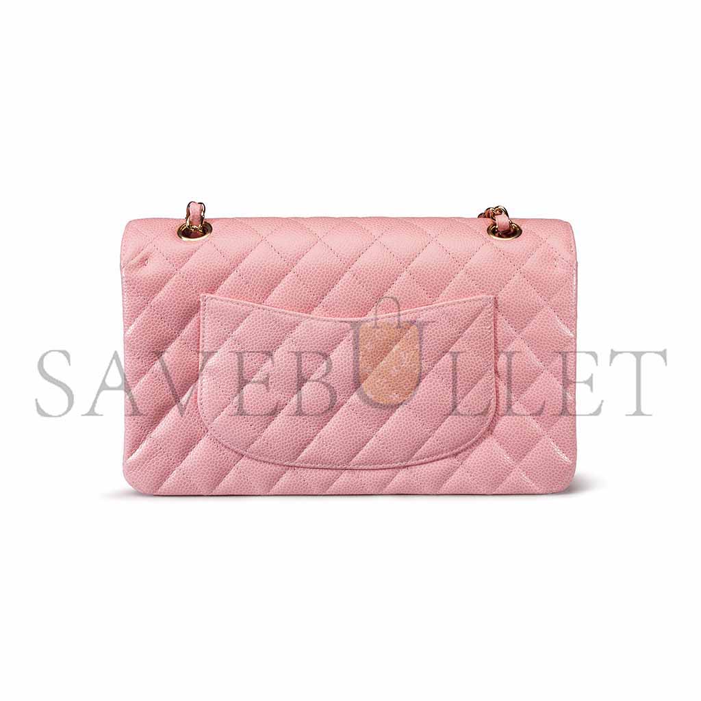 CHANEL PINK CAVAIR LEATHER MEDIUM DOUBLE FLAP BAG A37586 (25*15.5*6.5cm)