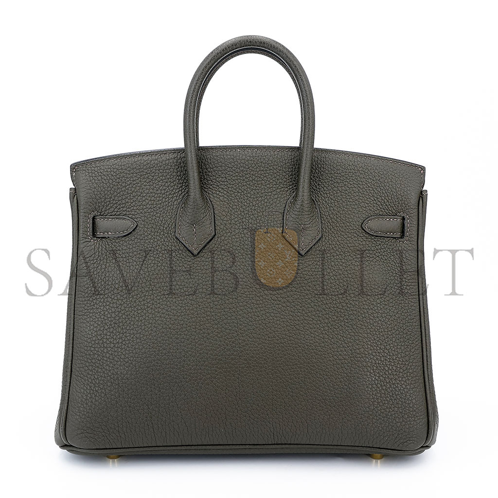 HERMÈS MASTER BIRKIN 25 TOGO LEATHER PEWTER GREY GOLD BUCKLE BAG H028369CC8F (25*20*13cm)