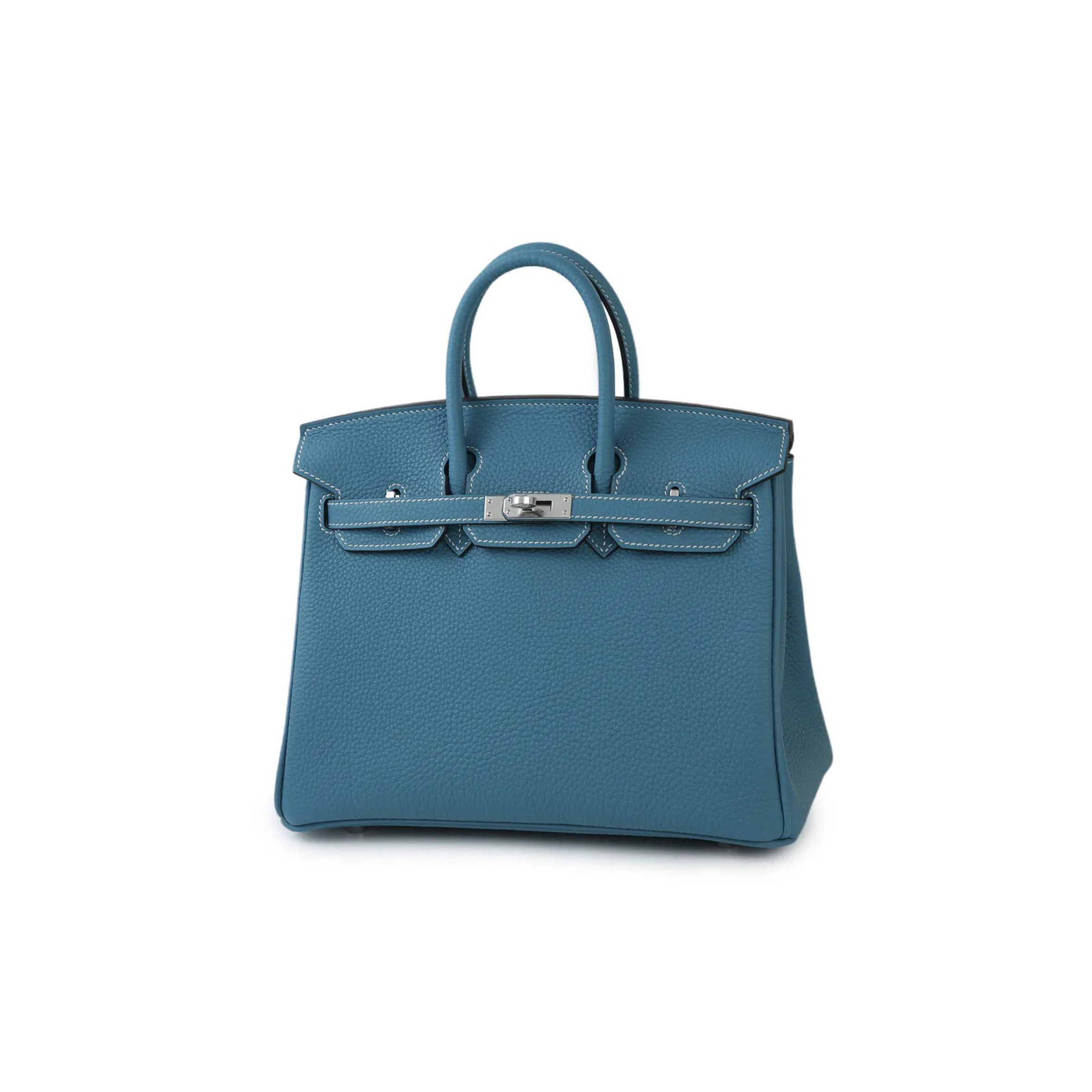 HERMES MASTER BIRKIN 25 TOGO LEATHER DENIM BLUE SILVER BUCKLE BAG H028369CK75 (25*20*13cm)