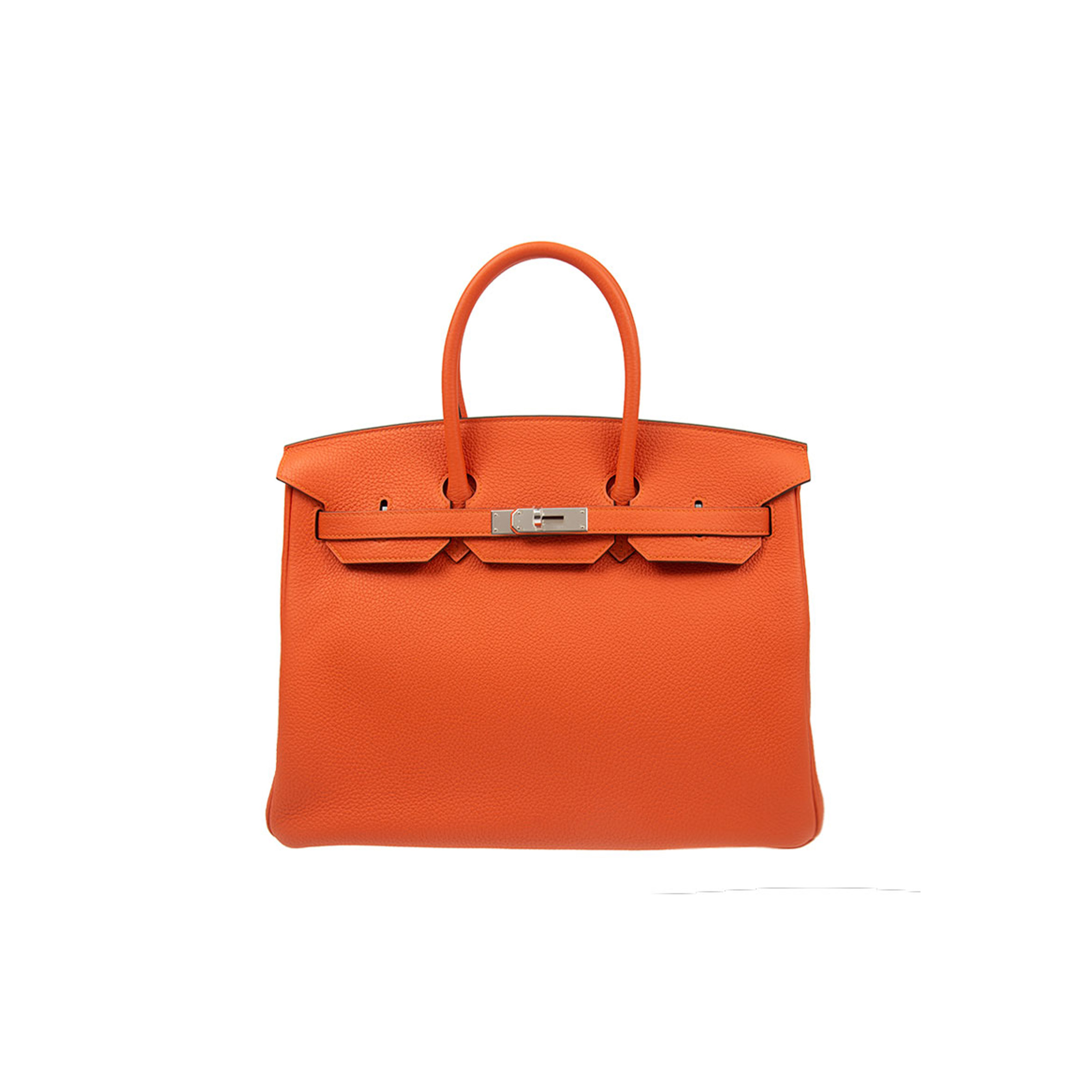 HERMES MASTER BIRKIN 25 TOGO LEATHER ORANGE SILVER BUCKLE BAG 521791 (25*20*13cm)