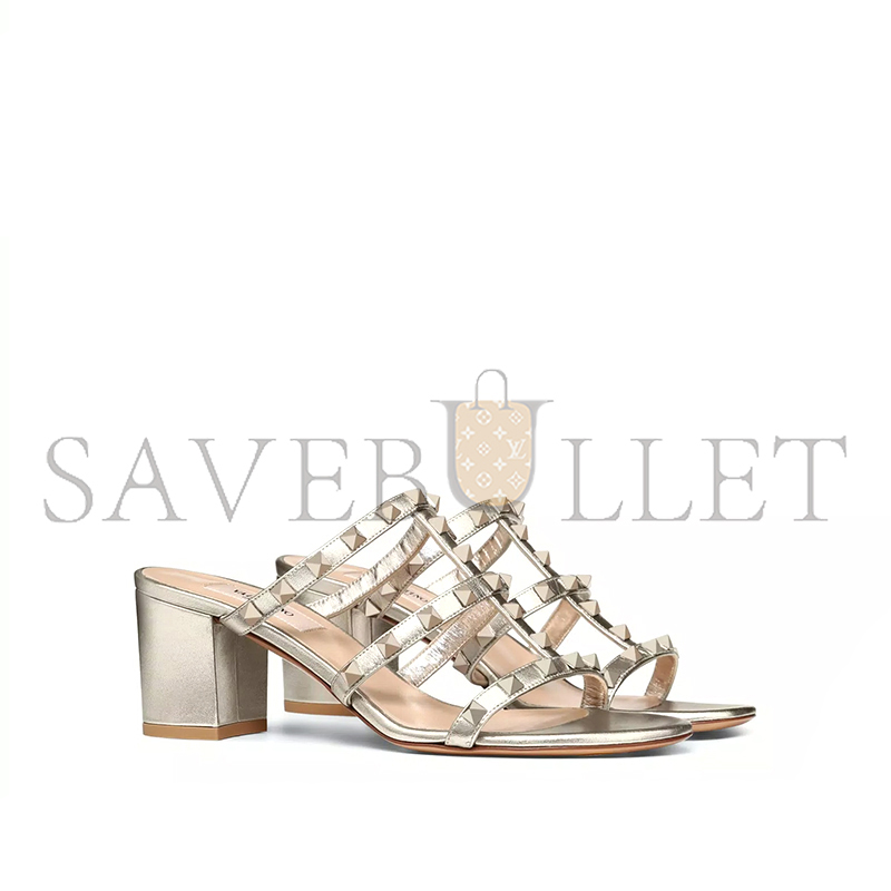 VALENTINO ROCKSTUD METALLIC CALFSKIN LEATHER SLIDE SANDAL 60 MM 5W2S0C47JXH_S69