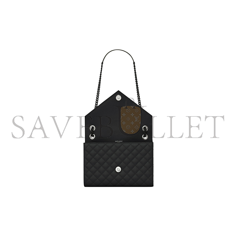 YSL ENVELOPE MEDIUM IN QUILTED GRAIN DE POUDRE EMBOSSED LEATHER 600185BOW981000 (24*17.5*6cm) YSL ENVELOPE MEDIUM IN QUILTED GRAIN DE POUDRE EMBOSSED LEATHER 600185BOW981000 (24*17.5*6cm)