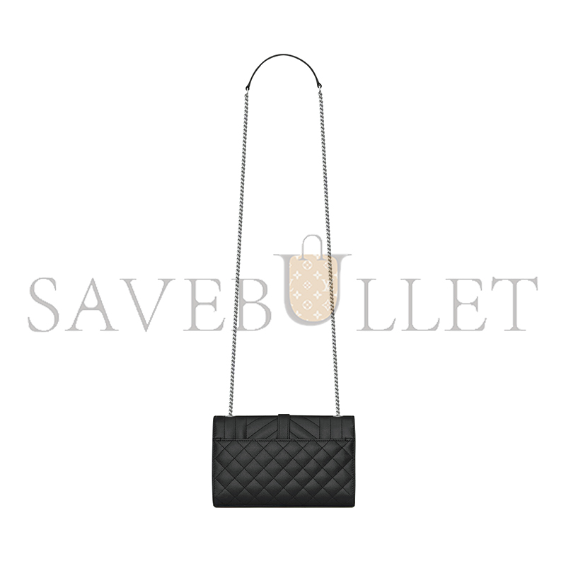 YSL ENVELOPE SMALL IN QUILTED GRAIN DE POUDRE EMBOSSED LEATHER 600195BOW921000 (21*13*6cm)