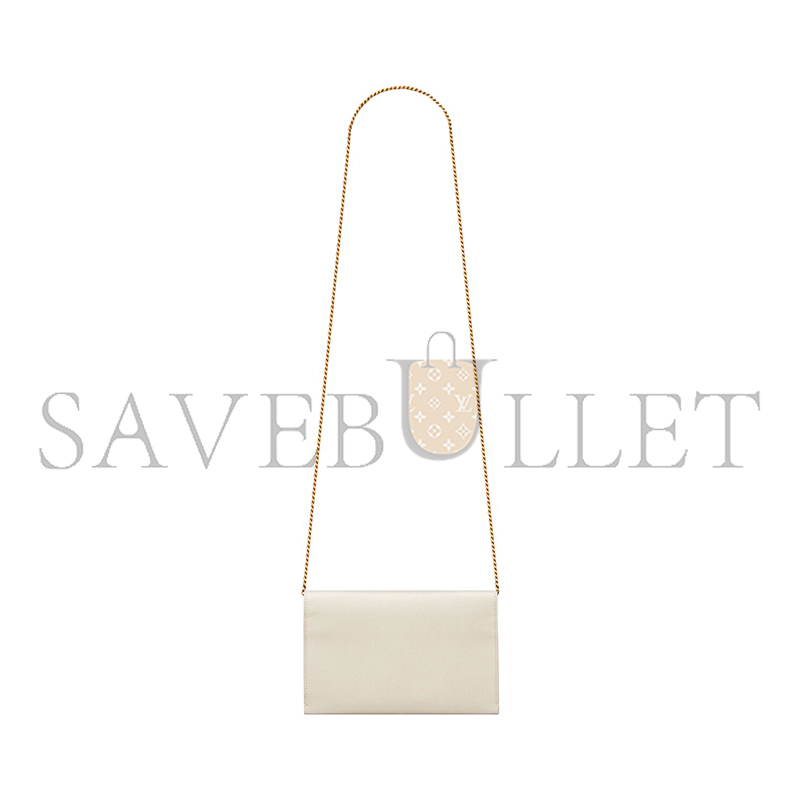 YSL UPTOWN CHAIN WALLET IN GRAIN DE POUDRE EMBOSSED LEATHER 6077881GF0J9207 (19*12*3cm)