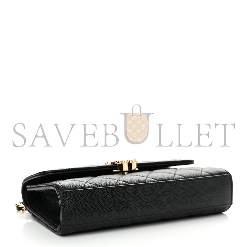 CHANEL MASTER CAVIAR QUILTED CHAIN TOP HANDLE WITH CHAIN BLACK (18*10*4cm) 
