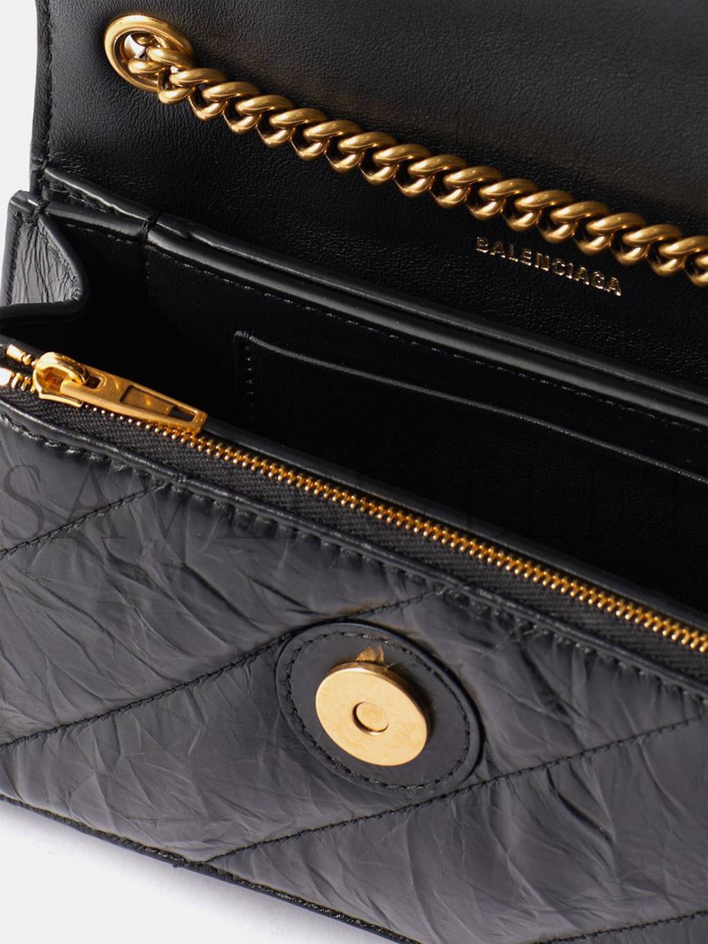 BALENCIAGA BLACK CRUSH XS QUILTED-LEATHER CROSS-BODY BAG MATCHESFASHION US (21.5*11*5cm)