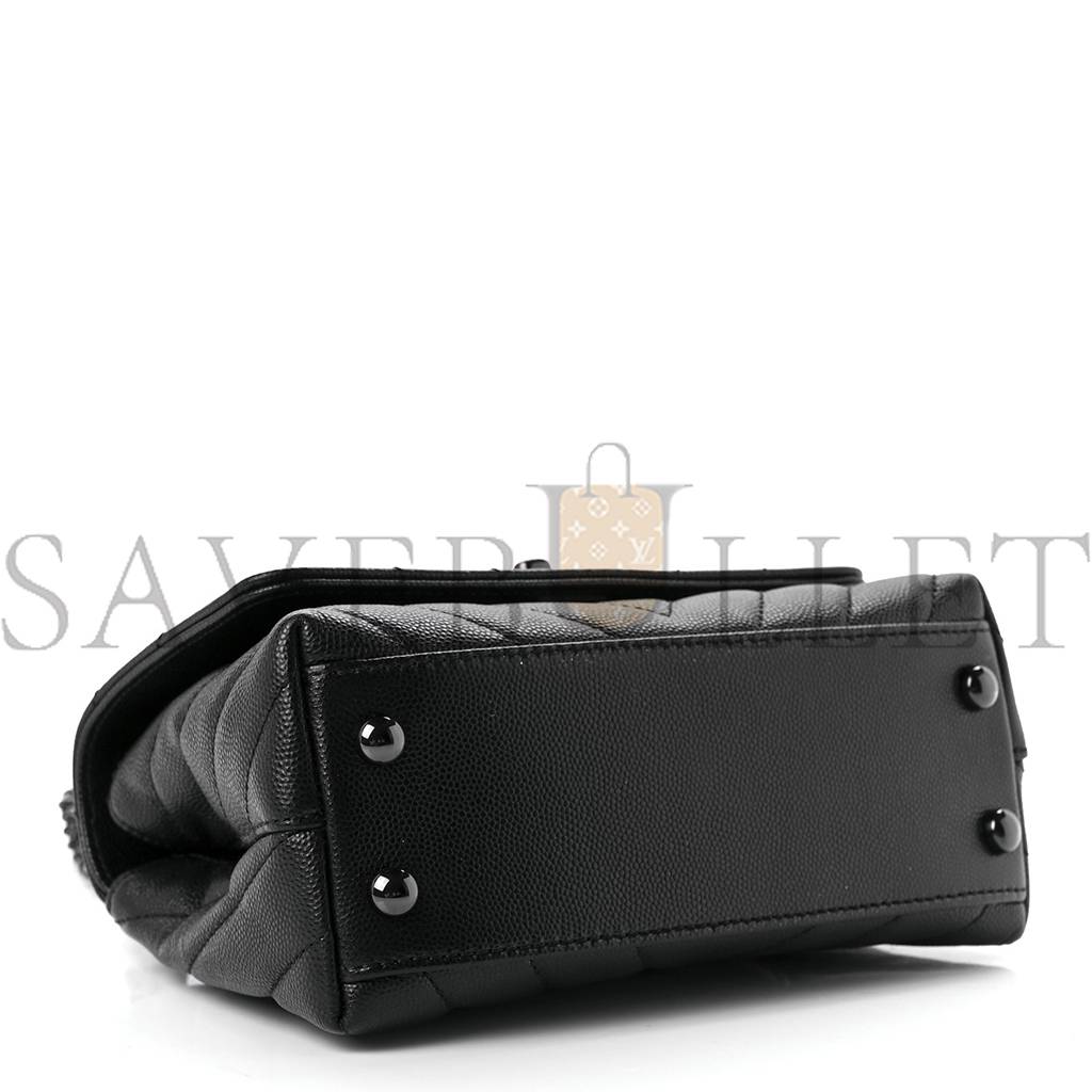 CHEVRON QUILTED EXTRA MINI COCO HANDLE FLAP SO BLACK BLACK HARDWARE (18*13*9cm)