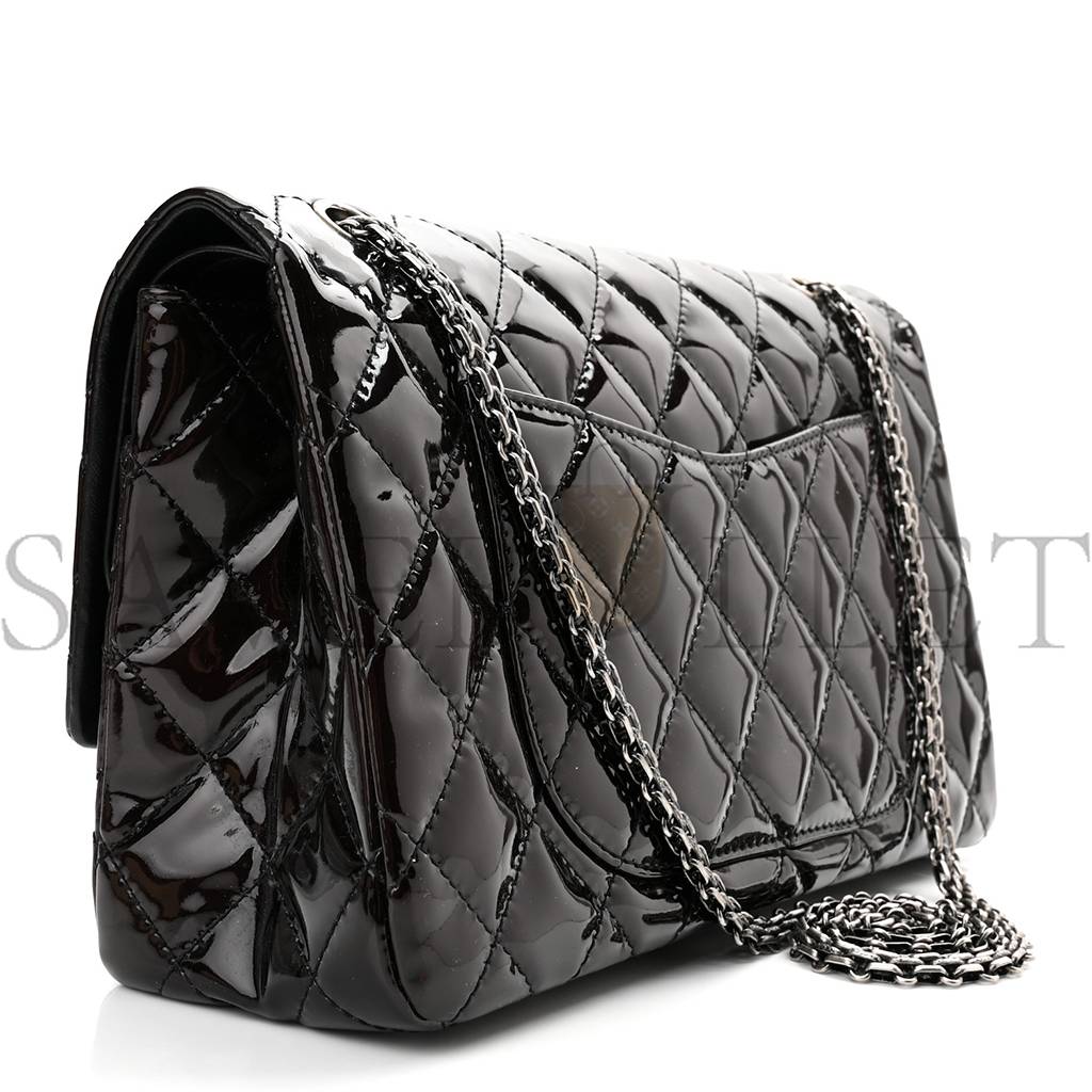 CHANEL PATENT QUILTED 2.55 REISSUE 227 FLAP PRUNE SILVER HARDWARE (30*19*10cm) CHANEL PATENT QUILTED 2.55 REISSUE 227 FLAP PRUNE SILVER HARDWARE (30*19*10cm)