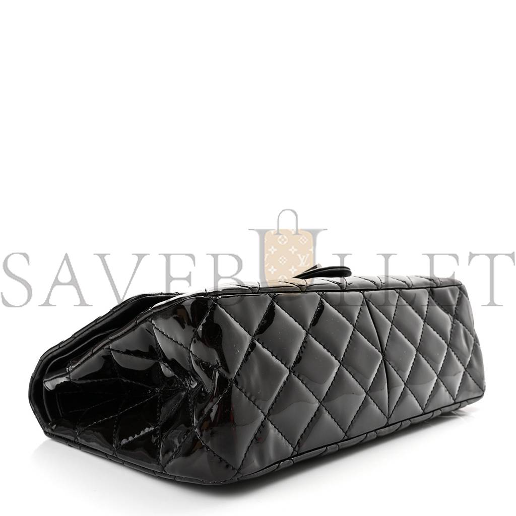 CHANEL PATENT QUILTED 2.55 REISSUE 227 FLAP PRUNE SILVER HARDWARE (30*19*10cm) CHANEL PATENT QUILTED 2.55 REISSUE 227 FLAP PRUNE SILVER HARDWARE (30*19*10cm)
