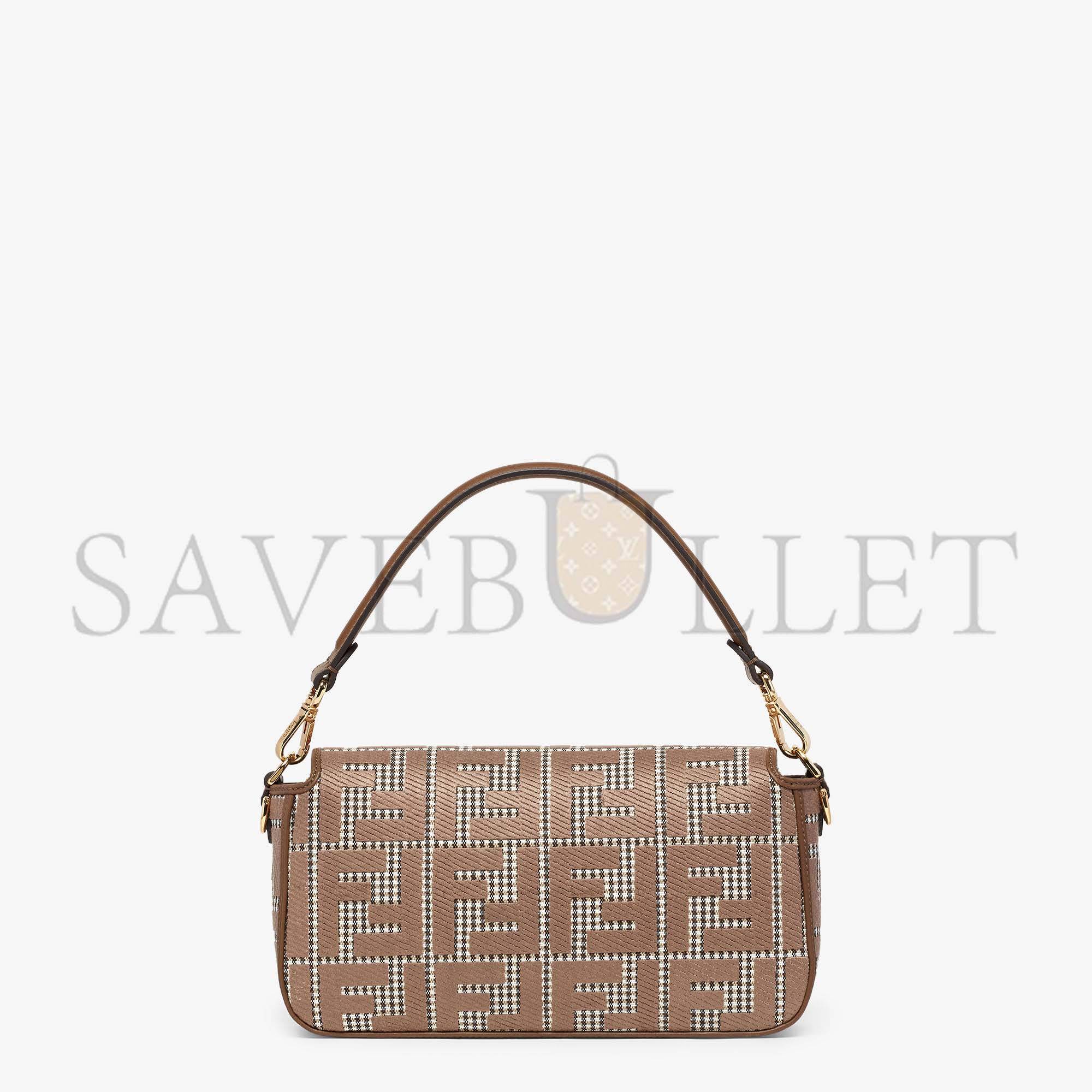 FENDI BAGUETTE - BROWN HOUNDSTOOTH WOOL BAG WITH FF EMBROIDERY 8BR600AKRZF1IRG (27*15*6cm) FENDI BAGUETTE - BROWN HOUNDSTOOTH WOOL BAG WITH FF EMBROIDERY 8BR600AKRZF1IRG (27*15*6cm)
