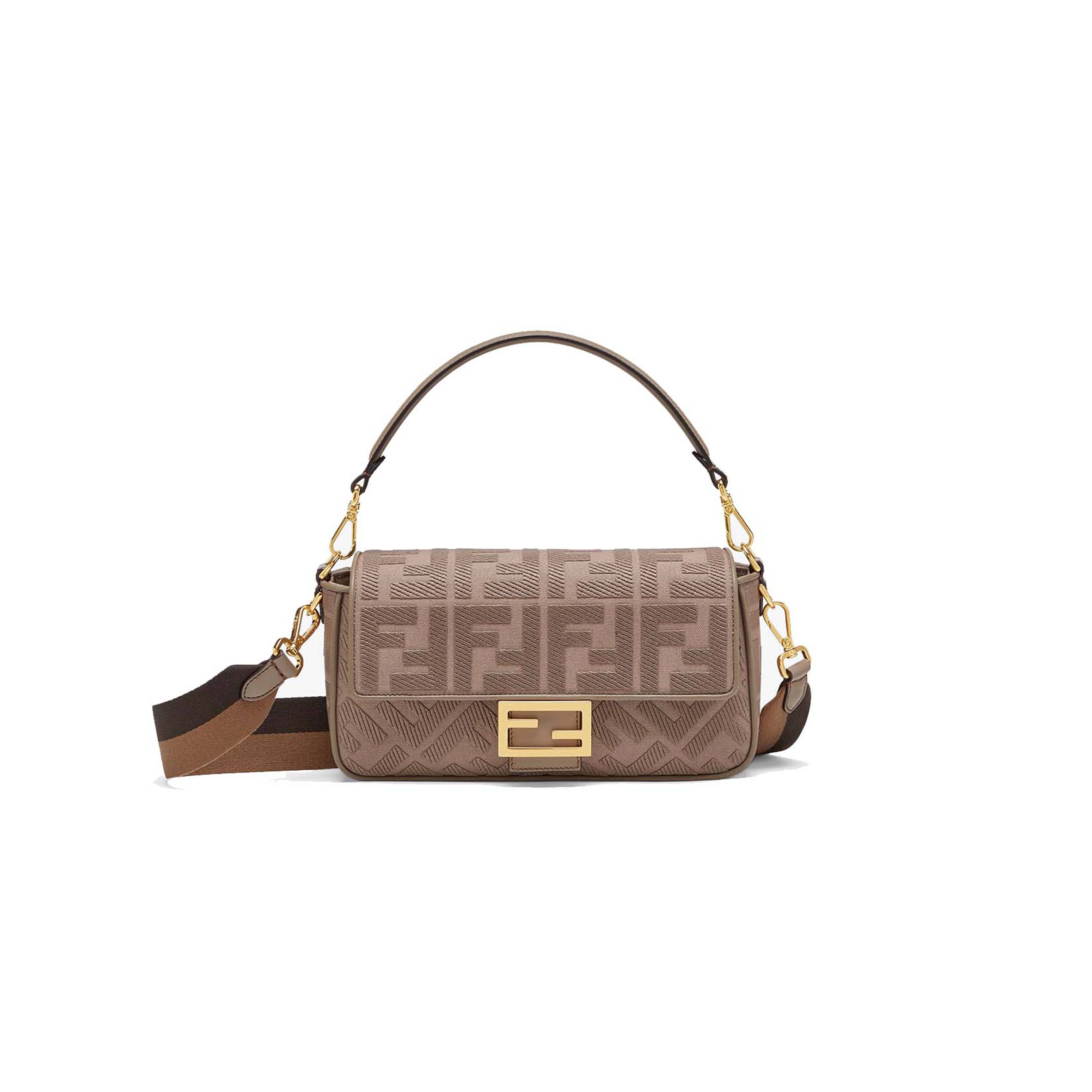 FENDI BAGUETTE - GRAY FF CANVAS BAG 8BR600AC9OF1F7M (27*15*6cm) FENDI BAGUETTE - GRAY FF CANVAS BAG 8BR600AC9OF1F7M (27*15*6cm)