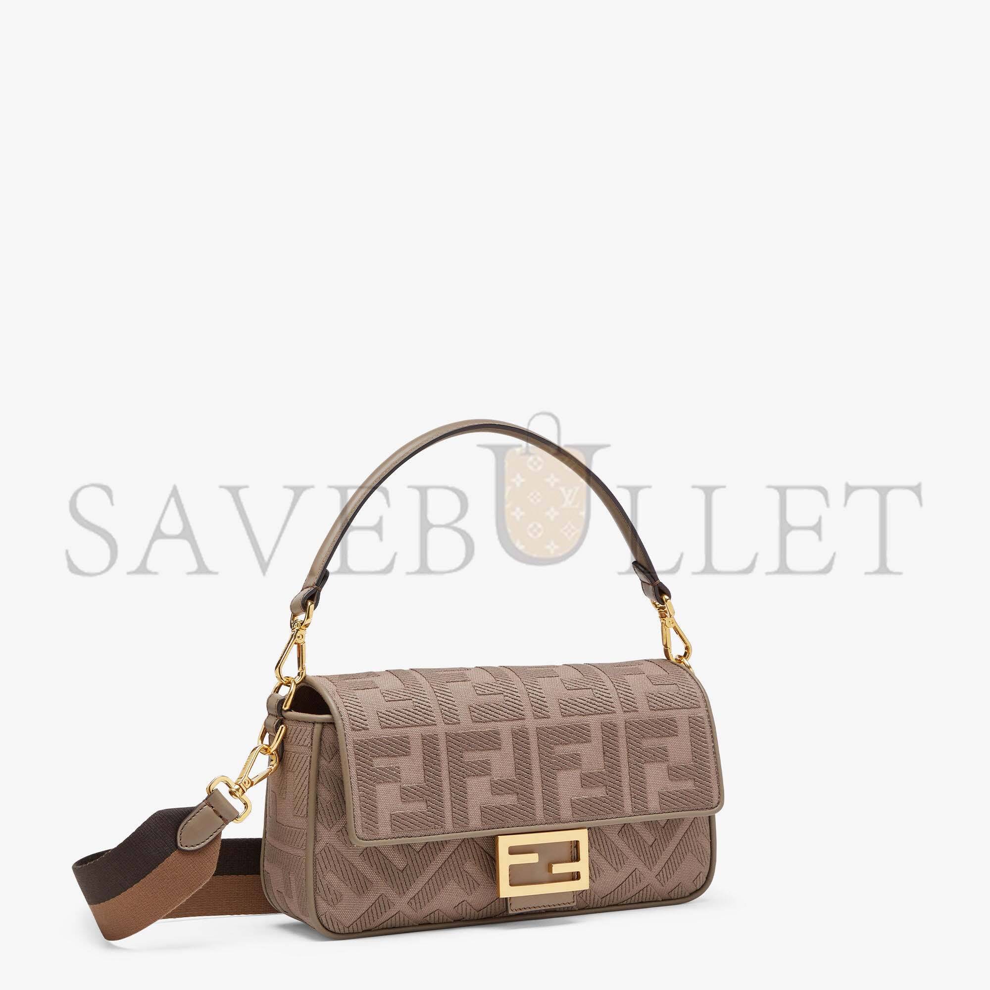 FENDI BAGUETTE - GRAY FF CANVAS BAG 8BR600AC9OF1F7M (27*15*6cm) FENDI BAGUETTE - GRAY FF CANVAS BAG 8BR600AC9OF1F7M (27*15*6cm)