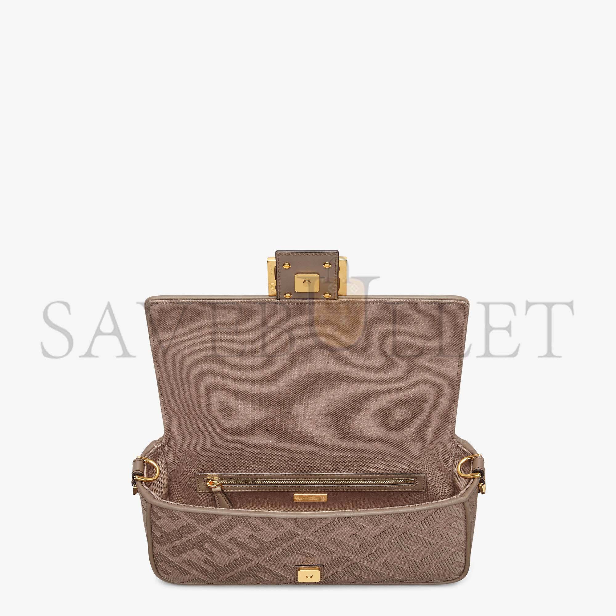 FENDI BAGUETTE - GRAY FF CANVAS BAG 8BR600AC9OF1F7M (27*15*6cm) FENDI BAGUETTE - GRAY FF CANVAS BAG 8BR600AC9OF1F7M (27*15*6cm)