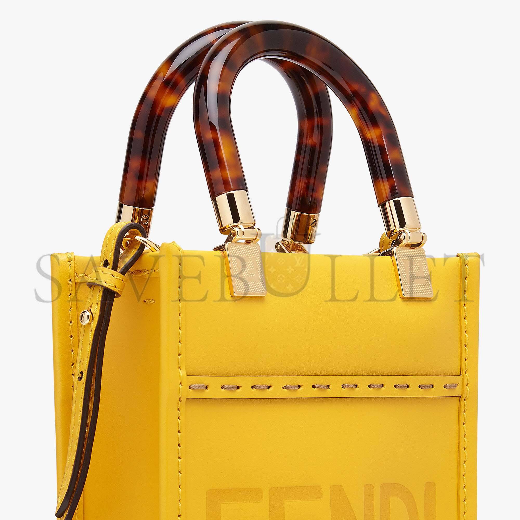 FENDI MINI SUNSHINE SHOPPER - YELLOW LEATHER MINI-BAG 8BS051ABVLF192E (18*13*6.5cm)