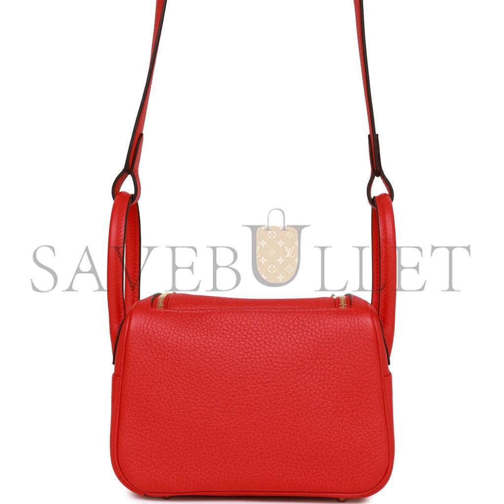 HERMES MINI LINDY ROUGE DE COEUR CLEMENCE GOLD HARDWARE (19*12.5*9) HERMES MINI LINDY ROUGE DE COEUR CLEMENCE GOLD HARDWARE (19*12.5*9)