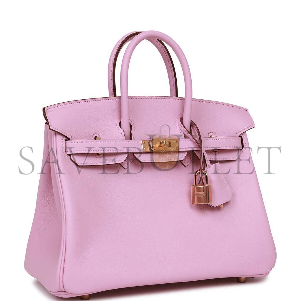 HERMES BIRKIN 25 MAUVE SYLVESTRE SWIFT ROSE GOLD HARDWARE HANDMADE (25cm) HERMES BIRKIN 25 MAUVE SYLVESTRE SWIFT ROSE GOLD HARDWARE HANDMADE (25cm)