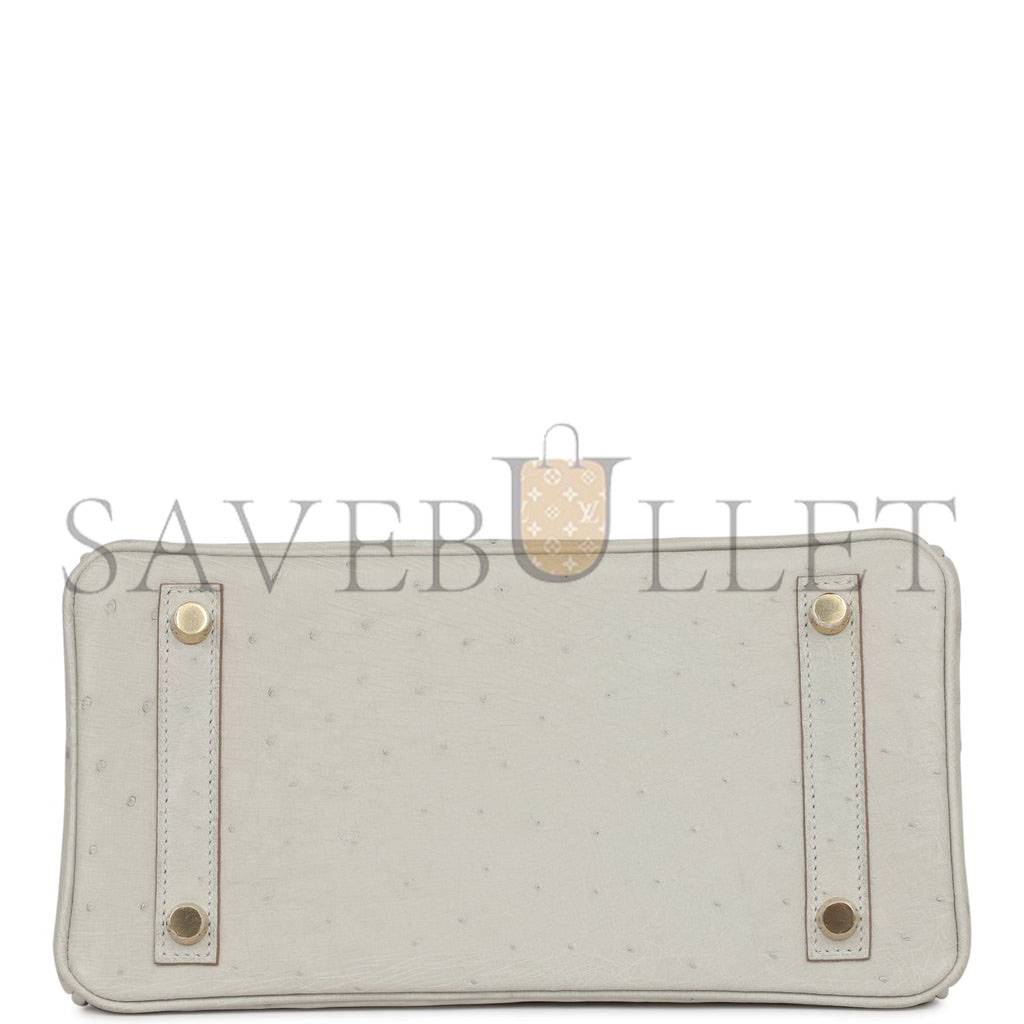 HERMES BIRKIN 25 GRIS PERLE OSTRICH GOLD HARDWARE HANDMADE (25cm) HERMES BIRKIN 25 GRIS PERLE OSTRICH GOLD HARDWARE HANDMADE (25cm)