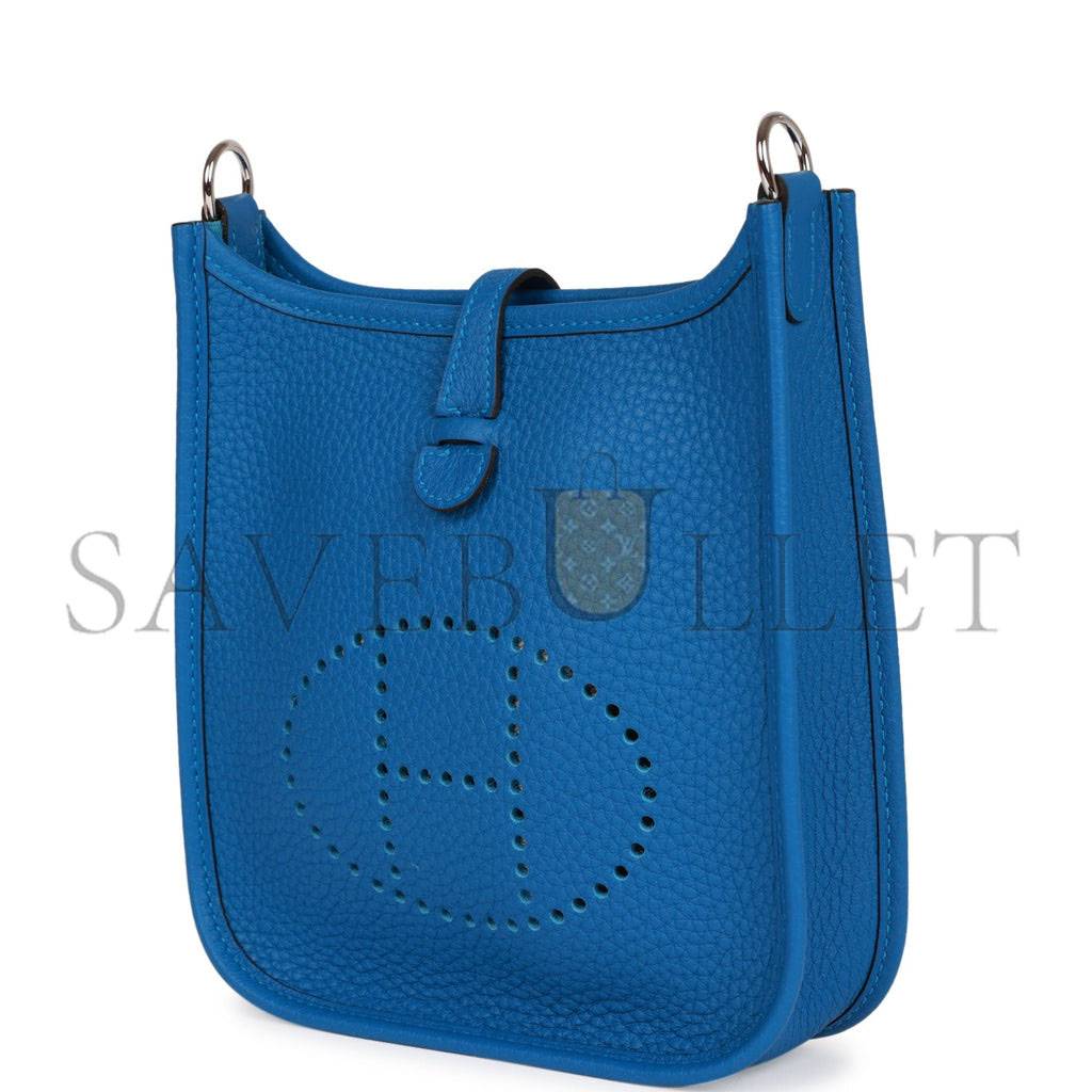 HERMES EVELYNE TPM BLEU MYKONOS CLEMENCE PALLADIUM HARDWARE (17cm)