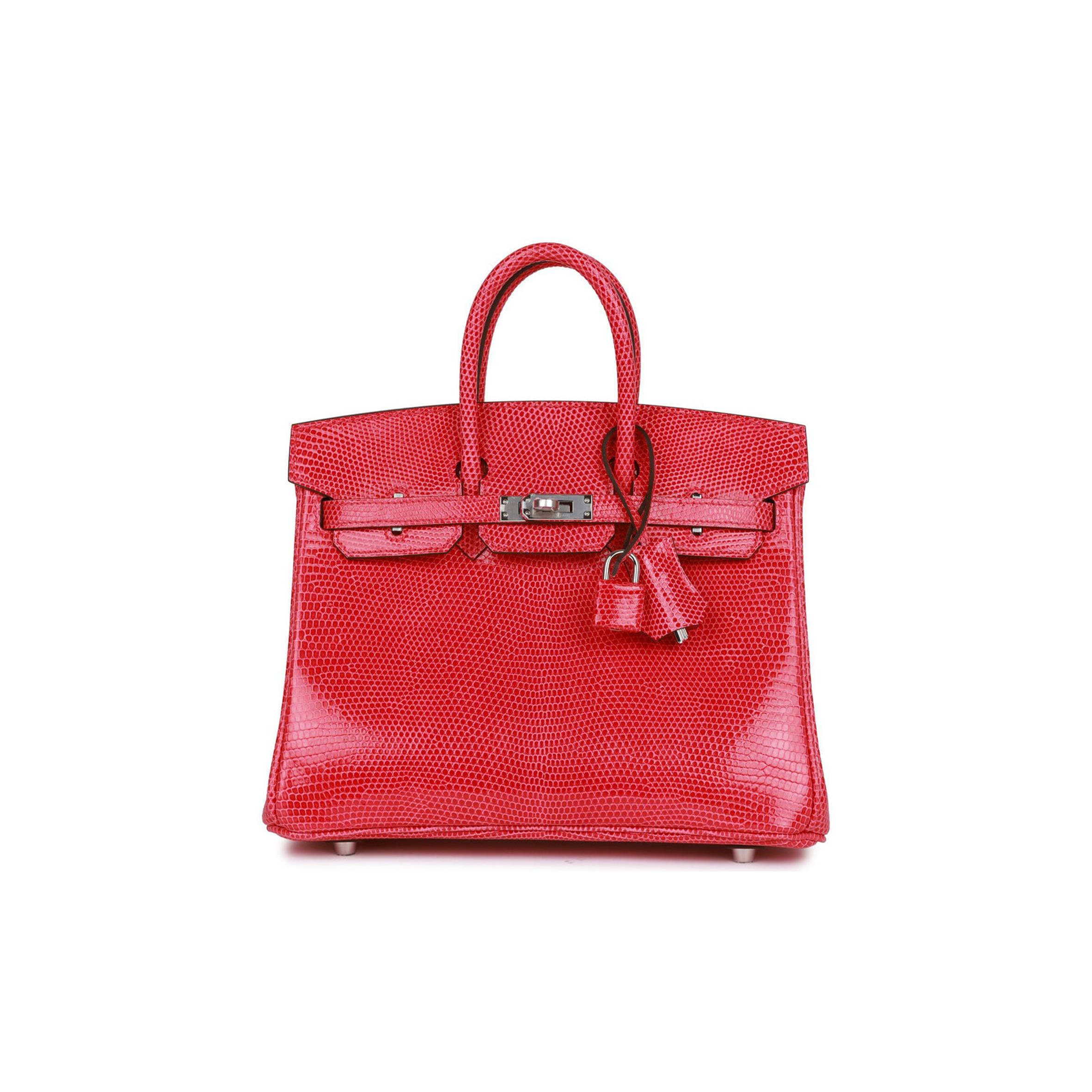 HERMES BIRKIN 25 ROSE EXTREME LIZARD PALLADIUM HARDWARE (25*19*12cm) HERMES BIRKIN 25 ROSE EXTREME LIZARD PALLADIUM HARDWARE (25*19*12cm)