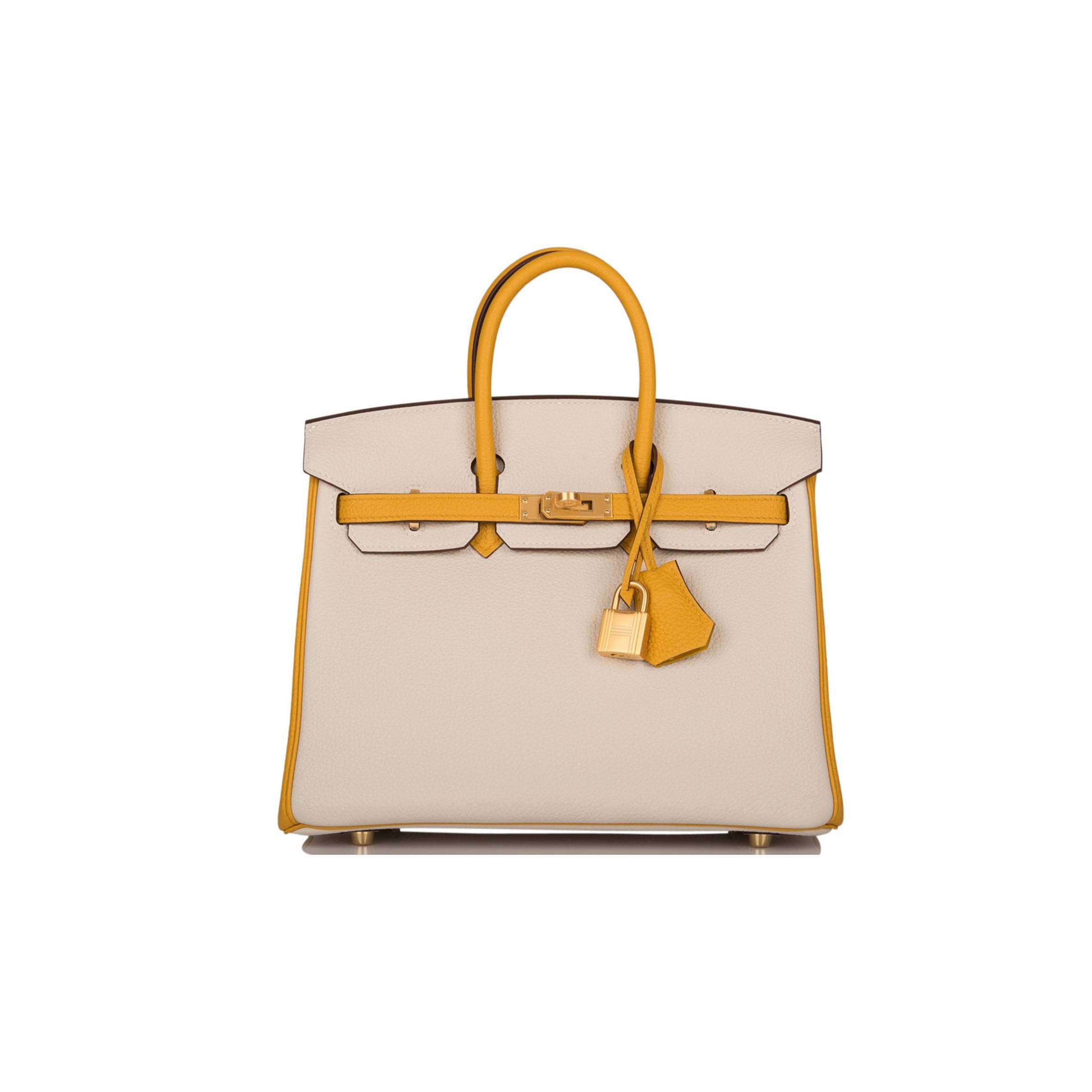 HERMES SPECIAL ORDER (HSS) BIRKIN 25 CRAIE AND JAUNE AMBRE TOGO BRUSHED GOLD HARDWARE HANDMADE (25cm) HERMES SPECIAL ORDER (HSS) BIRKIN 25 CRAIE AND JAUNE AMBRE TOGO BRUSHED GOLD HARDWARE HANDMADE (25cm)