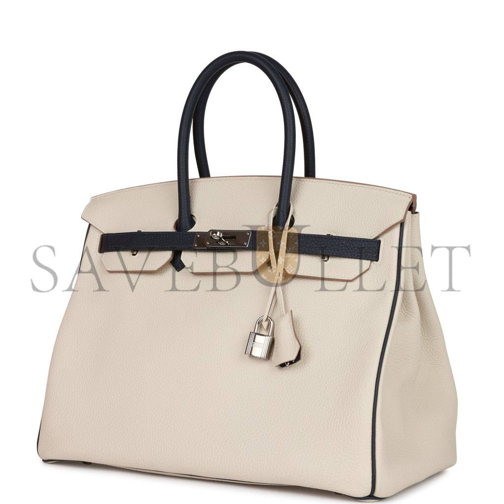 HERMES SPECIAL ORDER (HSS) BIRKIN 35 CRAIE AND BLEU NUIT TOGO PALLADIUM HARDWARE (35*25*18cm) HERMES SPECIAL ORDER (HSS) BIRKIN 35 CRAIE AND BLEU NUIT TOGO PALLADIUM HARDWARE (35*25*18cm)