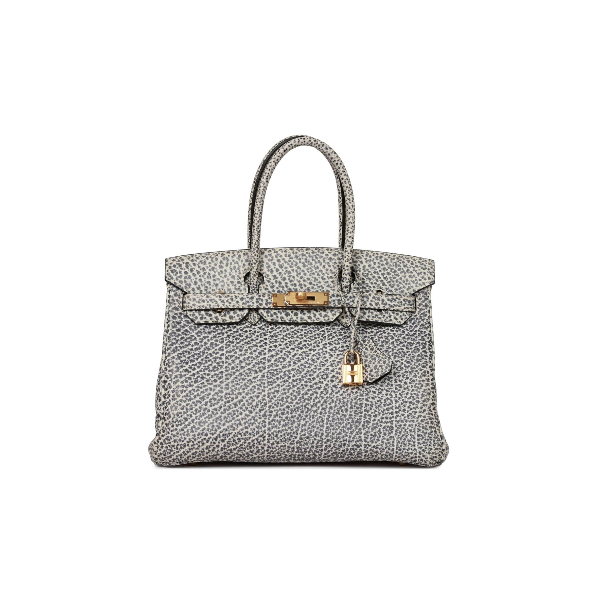 HERMES VINTAGE HERMES BIRKIN 30 WHITE DALMATIAN BUFFALO GOLD HARDWARE (30*22*16cm) HERMES VINTAGE HERMES BIRKIN 30 WHITE DALMATIAN BUFFALO GOLD HARDWARE (30*22*16cm)