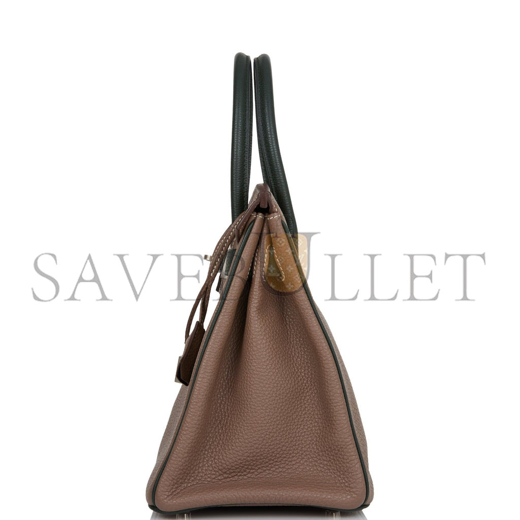 HERMES SPECIAL ORDER (HSS) BIRKIN 30 ETOUPE AND VERT FONCE TOGO BRUSHED PALLADIUM HARDWARE ( 30cm*22*16cm) HERMES SPECIAL ORDER (HSS) BIRKIN 30 ETOUPE AND VERT FONCE TOGO BRUSHED PALLADIUM HARDWARE ( 30cm*22*16cm)