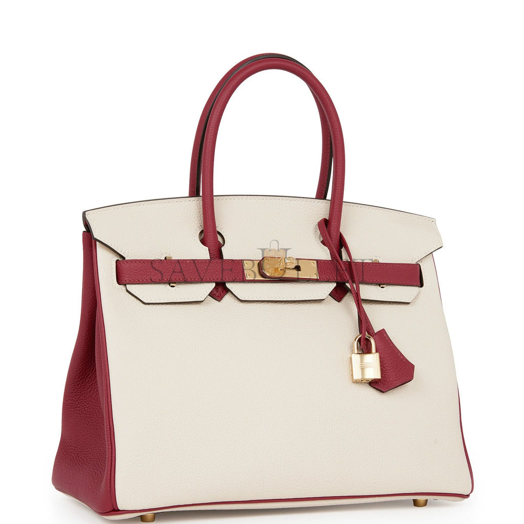 HERMES SPECIAL ORDER (HSS) BIRKIN 30 CRAIE AND ROUGE GRENAT TOGO PERMABRASS HARDWARE ( 30cm*22*16cm) HERMES SPECIAL ORDER (HSS) BIRKIN 30 CRAIE AND ROUGE GRENAT TOGO PERMABRASS HARDWARE ( 30cm*22*16cm)