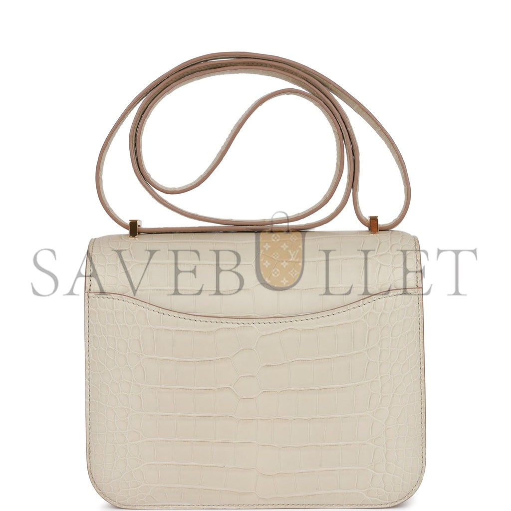 HERMES CONSTANCE 18 BETON MATTE ALLIGATOR GOLD HARDWARE (18cm)