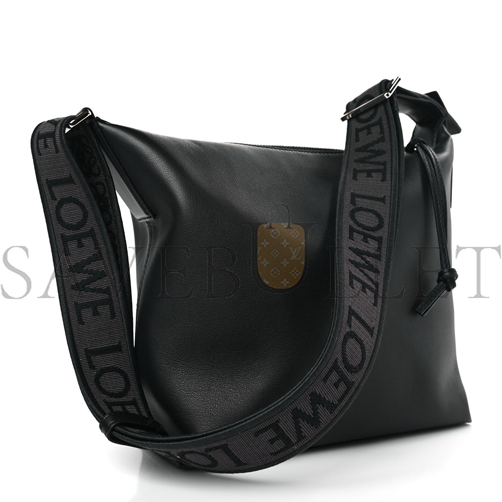 LOEWE SUPPLE SMOOTH CALFSKIN JACQUARD SMALL CUBI BAG BLACK (23*21*11cm)