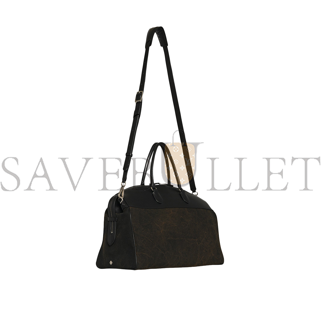 THE ROW GEORGE DUFFLE IN LEATHER AND DENIM BLACKBLACK W1630L52W763BBLCS (43*30*18cm)