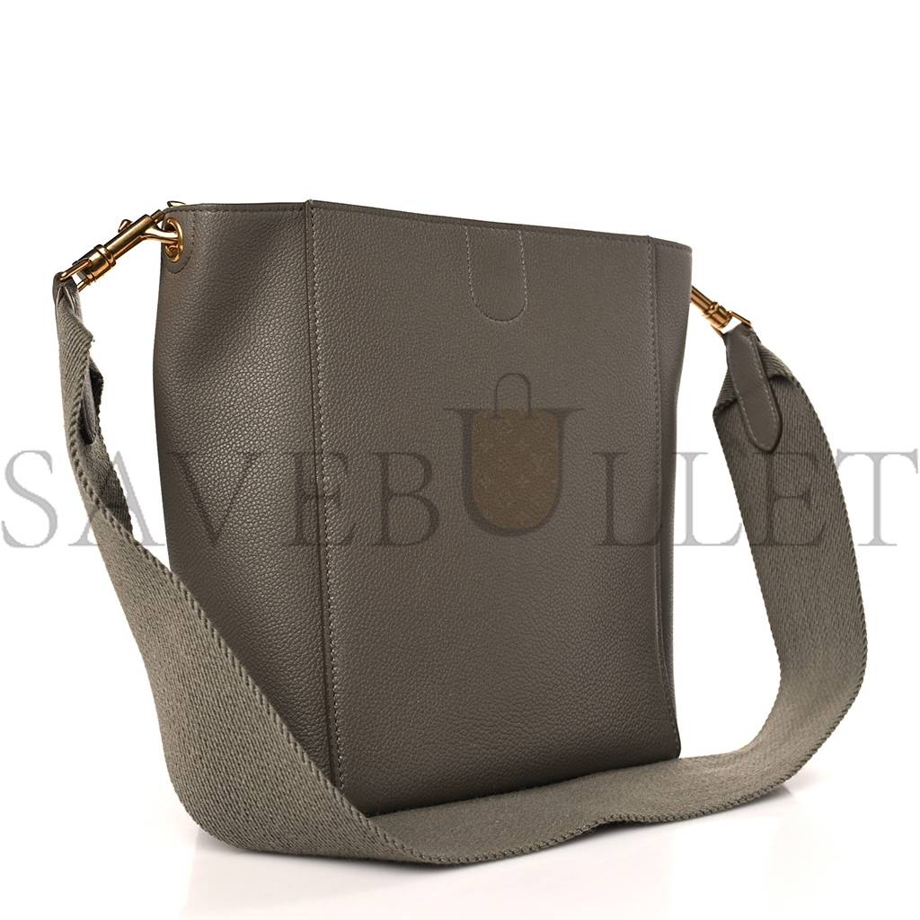 CELINE SOFT GRAINED CALFSKIN SMALL SANGLE BUCKET BAG TAUPE (25*18*12cm) CELINE SOFT GRAINED CALFSKIN SMALL SANGLE BUCKET BAG TAUPE (25*18*12cm)
