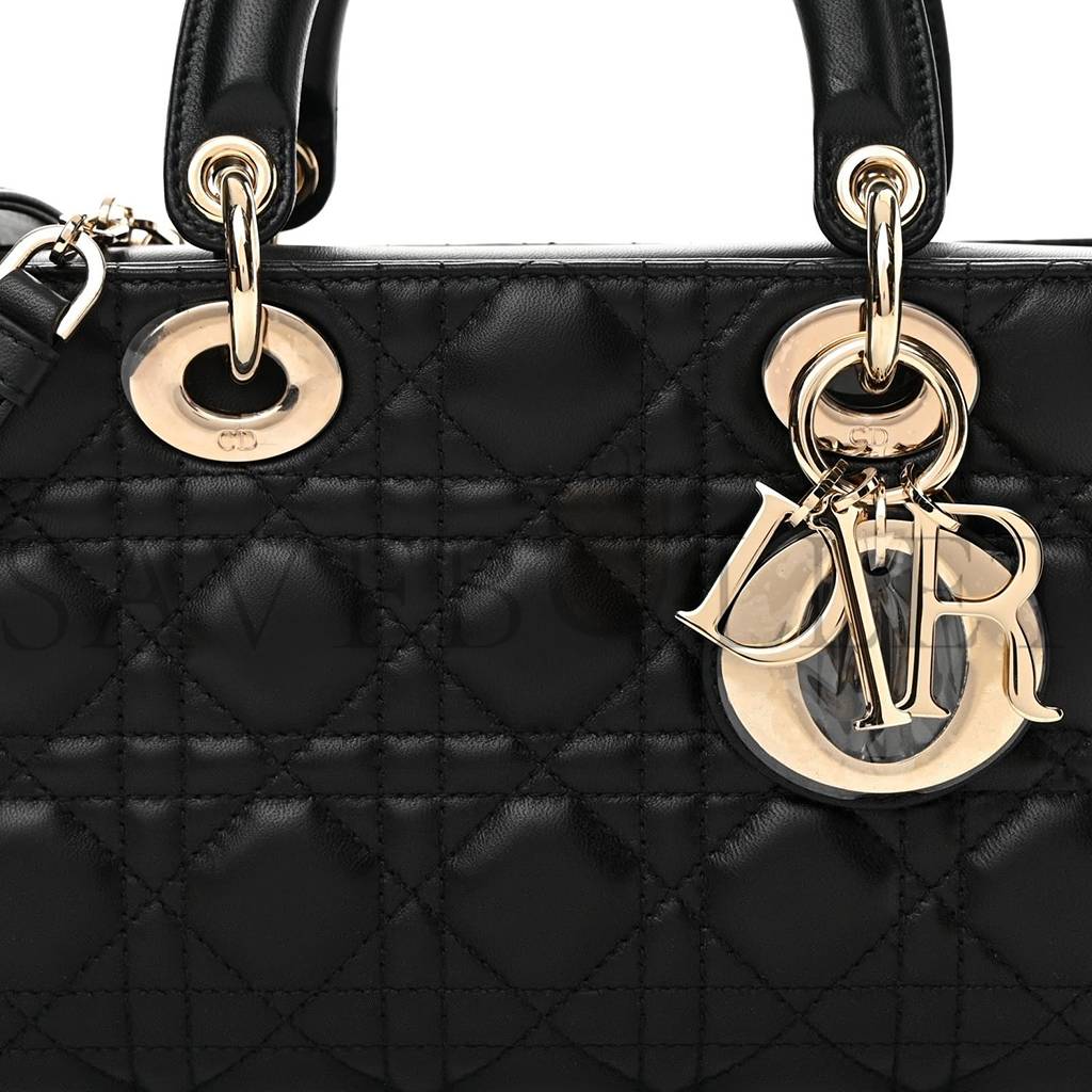 DIOR LAMBSKIN CANNAGE LADY D-JOY BLACK (25*14*5.7cm)