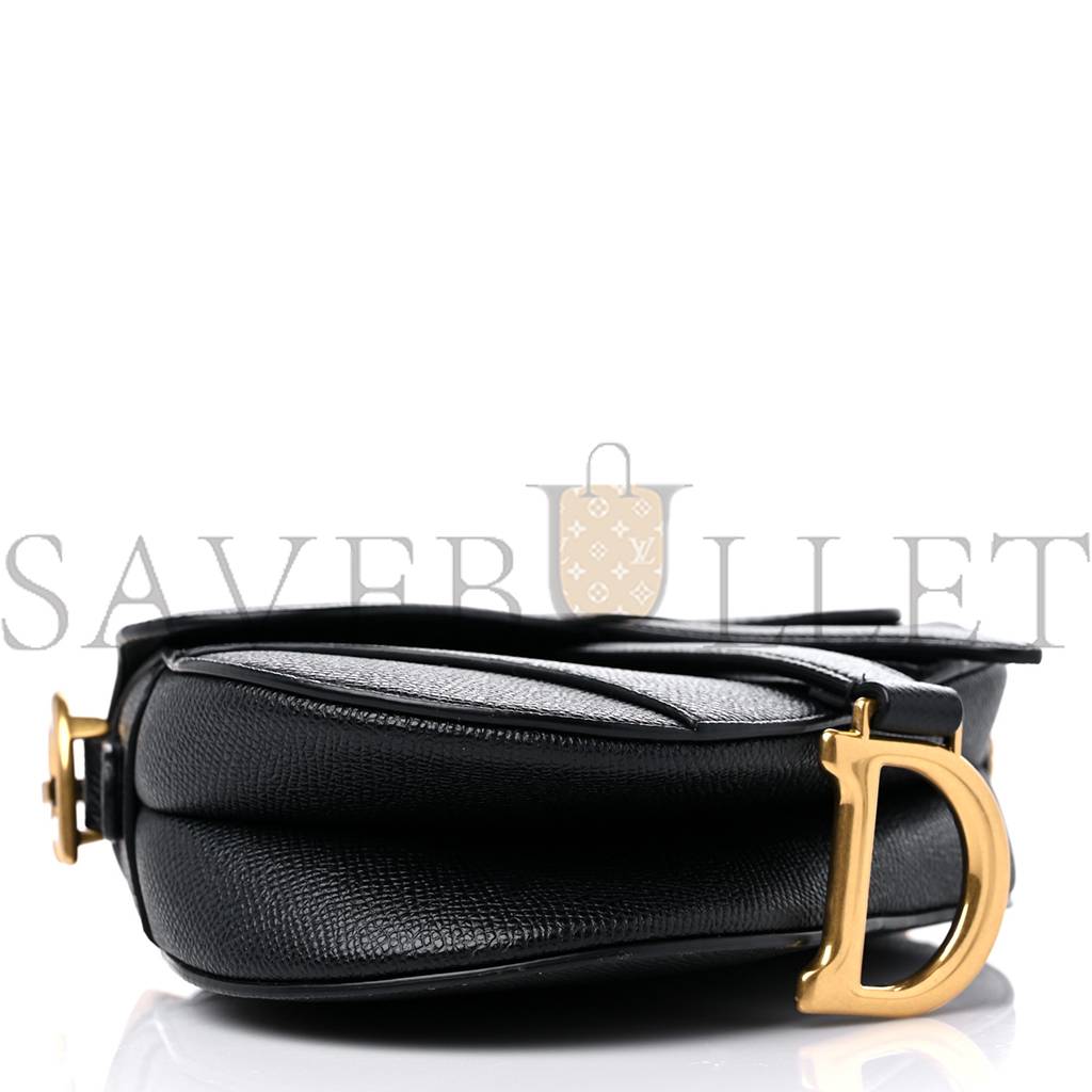 DIOR GRAINED CALFSKIN MINI SADDLE BAG BLACK (18*15*5.1cm)