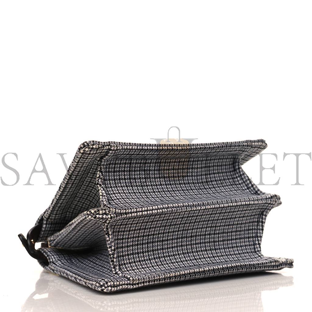 FENDI WOOL FABRIC JACQUARD CUOIO HOUNDSTOOTH FF 1974 PETITE PEEKABOO I SEE U SATCHEL GREY BLACK (20*15*11cm)